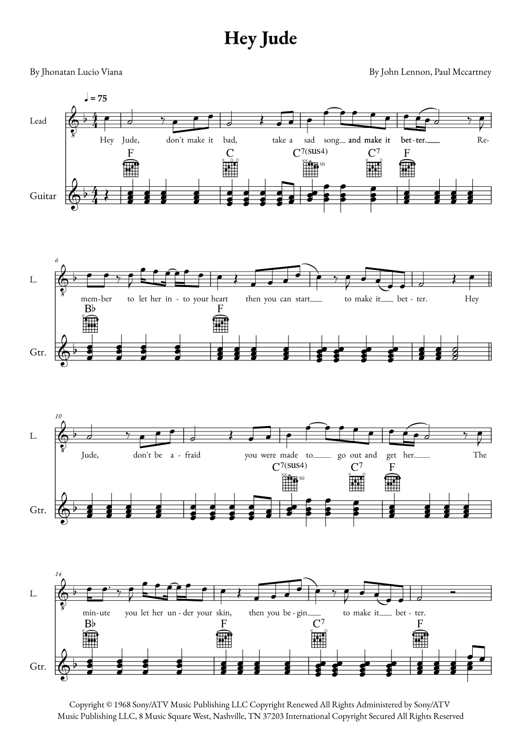 Guitar Chords The Beatles Hey Jude