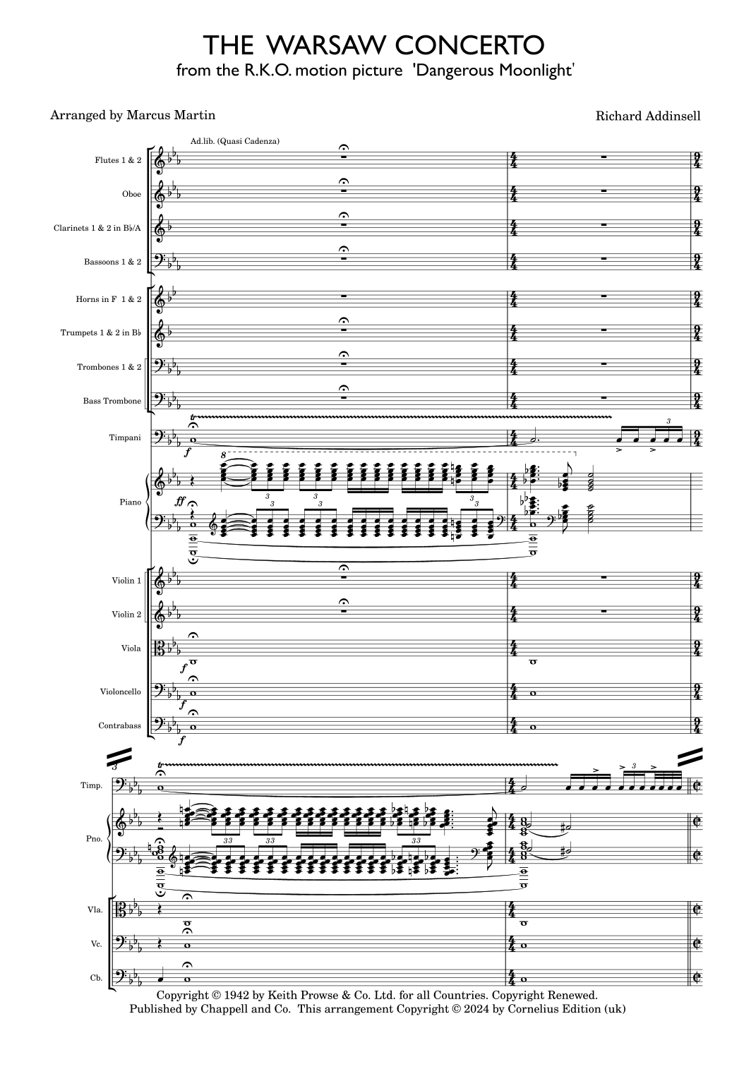 Warsaw Concerto (arr. Marcus Martin) by Richard Addinsell Full Orchestra (华沙协奏曲 管弦乐团全谱) - 预览