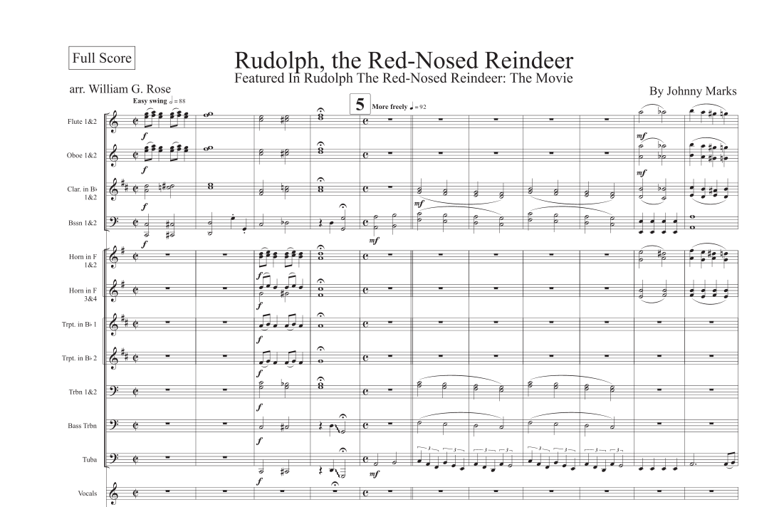 Rudolph The Red-Nosed Reindeer (arr. William Rose) by John Denver 管弦乐团 - 预览