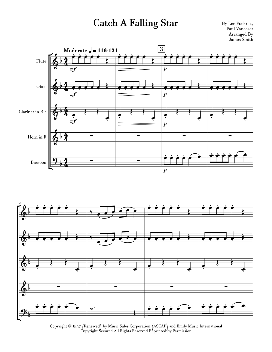 Catch A Falling Star (arr. James Smith by Perry Como Sheet Music for ...