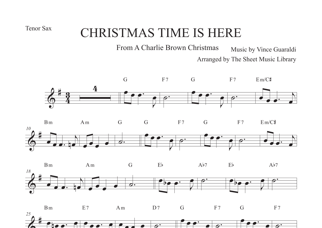 Christmas Time Is Here (arr. The Sheet Music Library) by Vince Guaraldi ...