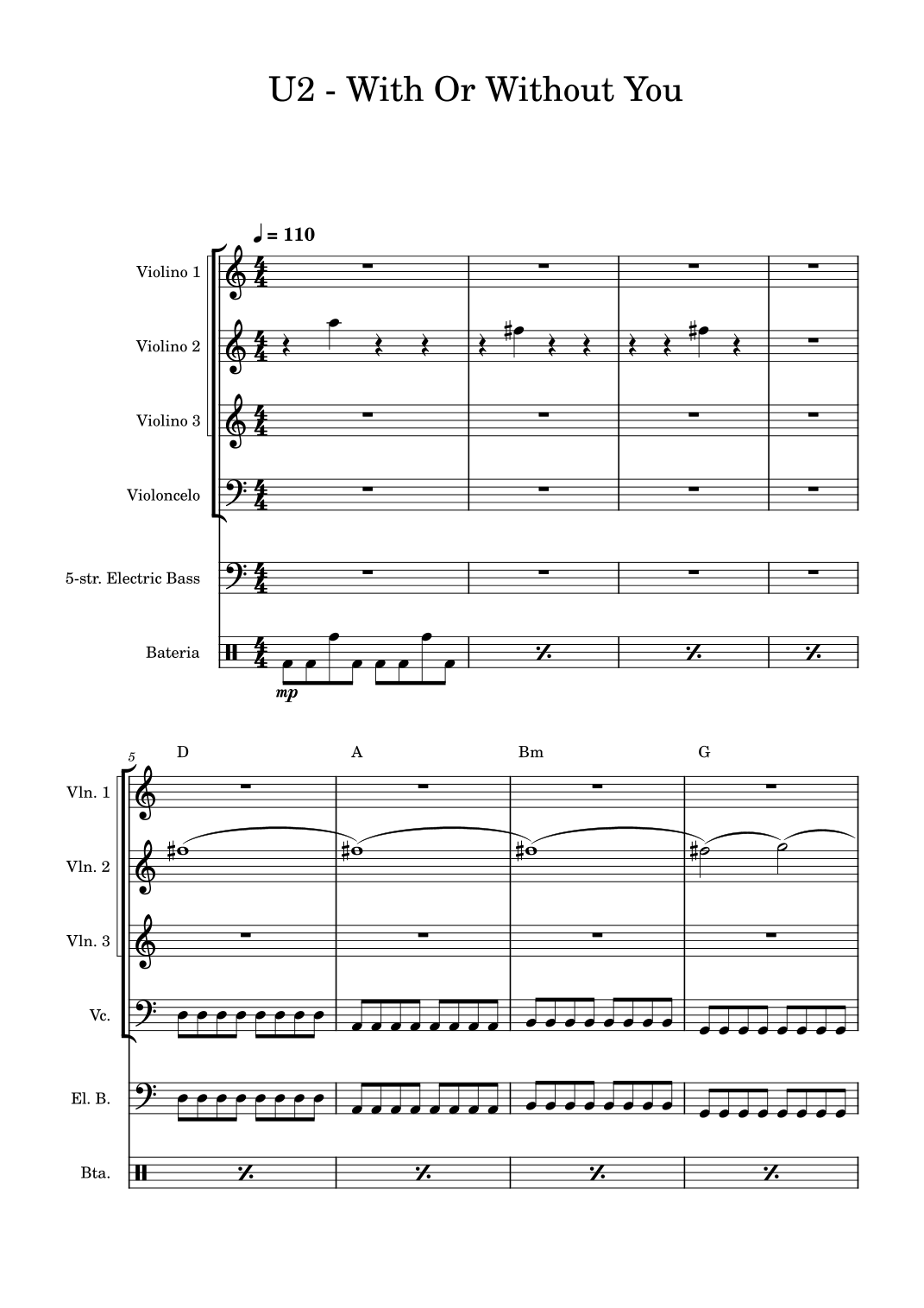 With Or Without You (arr. R. Oliveira) by U2 Sheet Music for ...