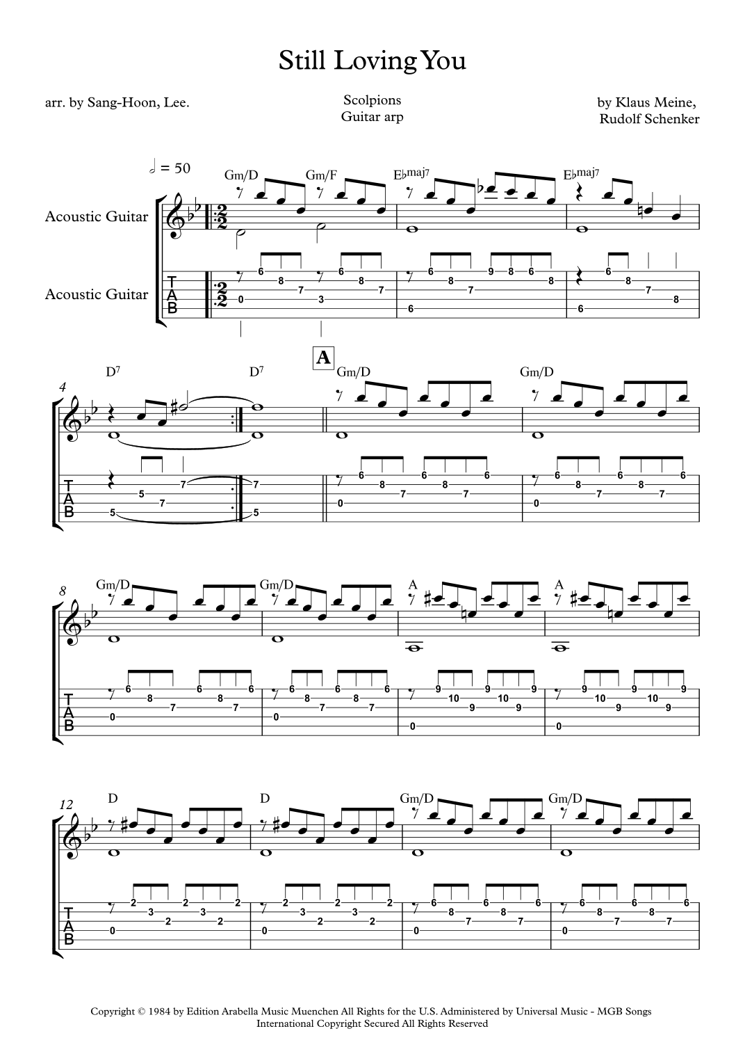 Still Loving You by Scorpions Sheet Music for Guitar Tab (arr