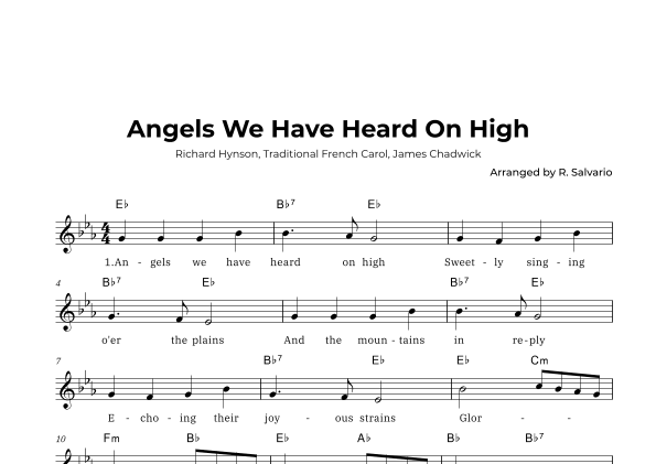 Angels We Have Heard On High (Key of E-Flat Major) (arr. R. Salvario) Partituras Digitales