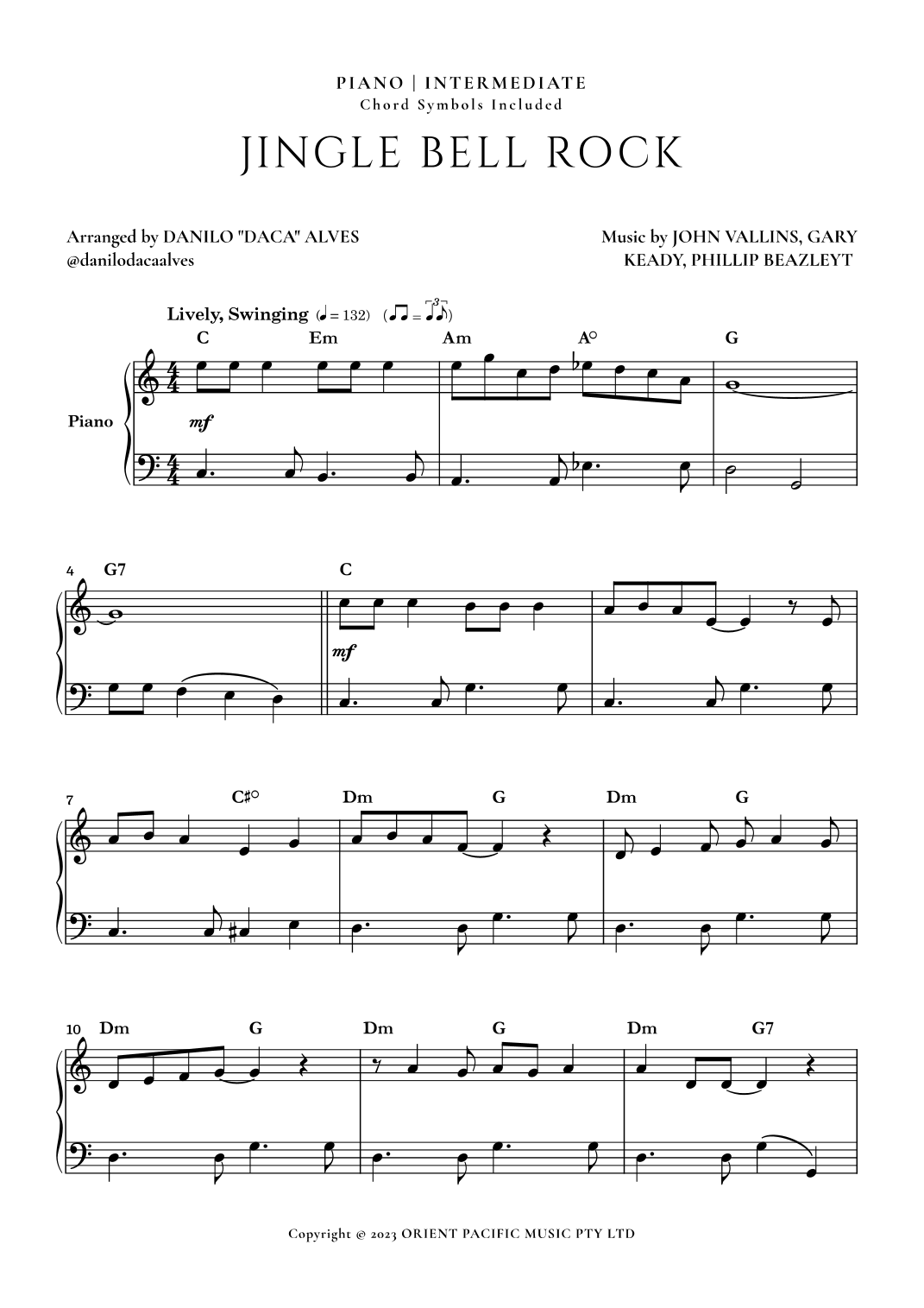 Jingle Bell Rock Sheet Music Gary Keady Piano Solo