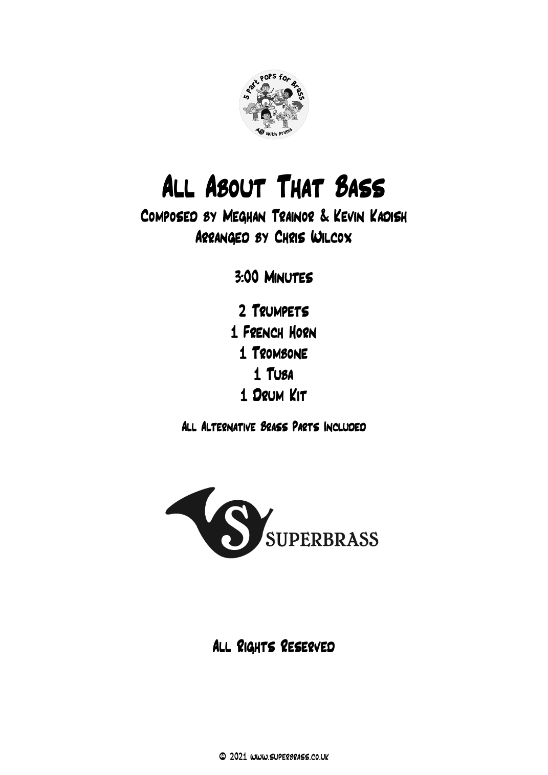 Aperçu interactif Partitions numériques> de 'All About That Bass (arr. Chris Wilcox)' par Meghan Trainor, Ensemble de Cuivres page 1