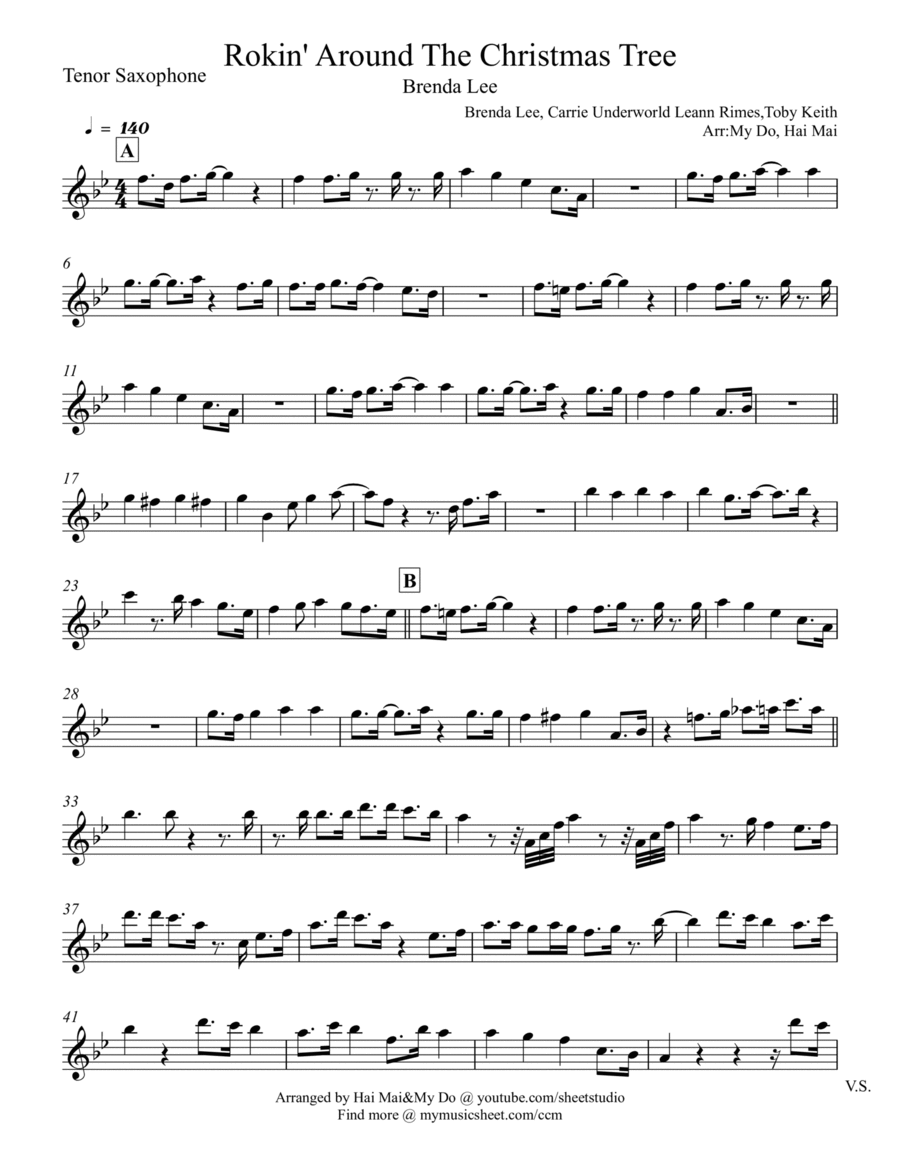 Rockin' Around The Christmas Tree Sheet Music Toby Keith Tenor Sax Solo