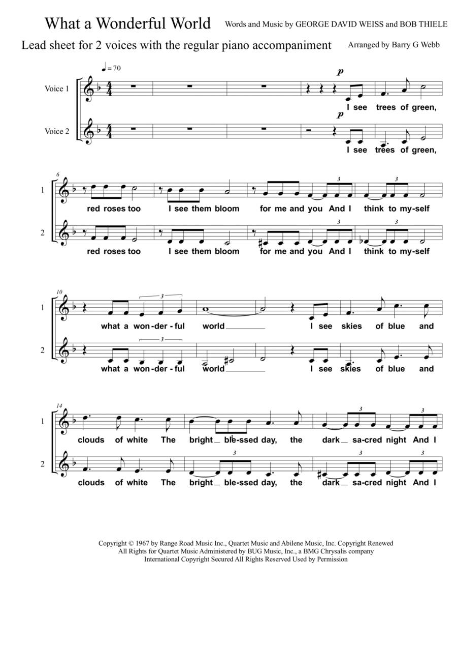 What A Wonderful World (arr. Barry G b) Sheet Music Louis