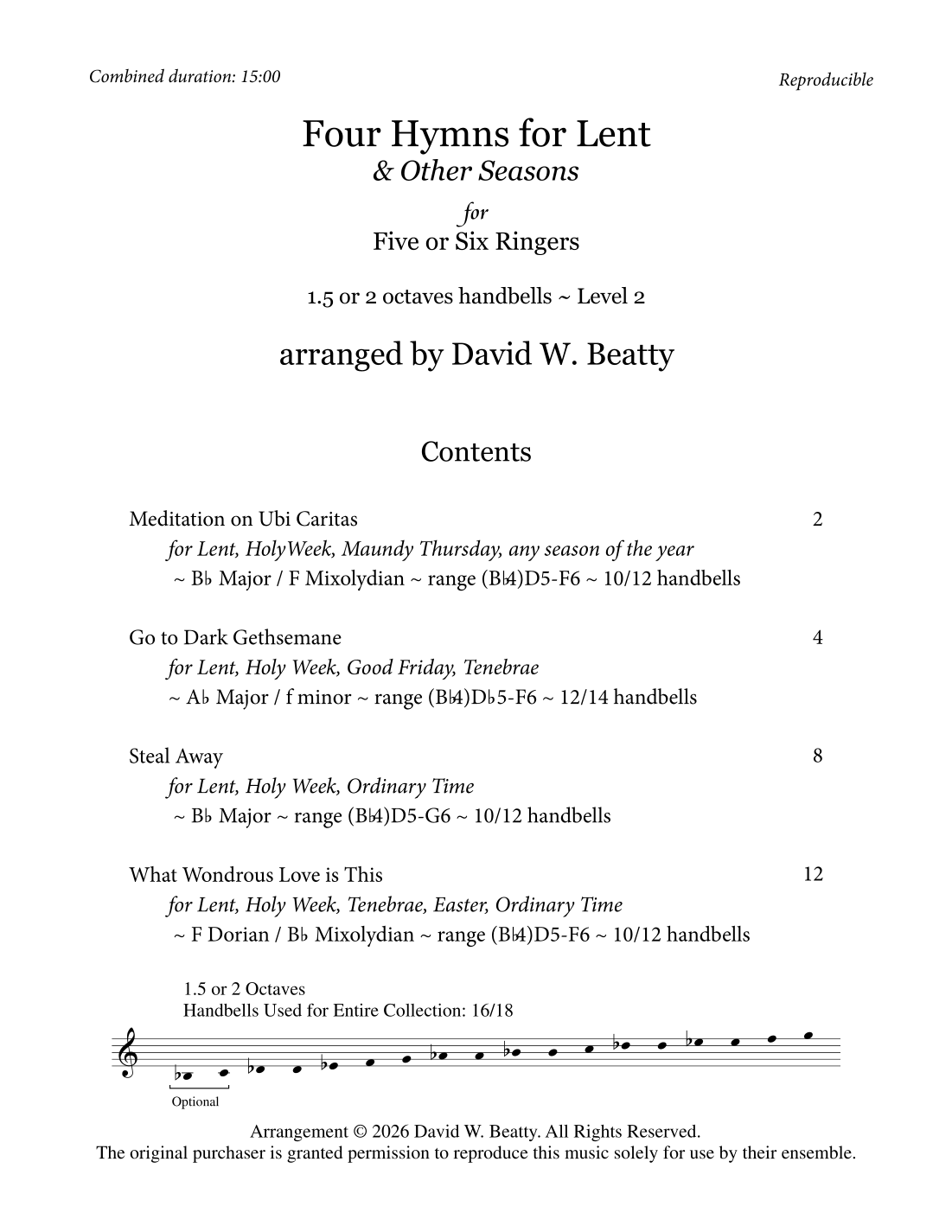 Four Hymns for Lent & Other Occasions, for Five or Six Ringers, 1.5 or
