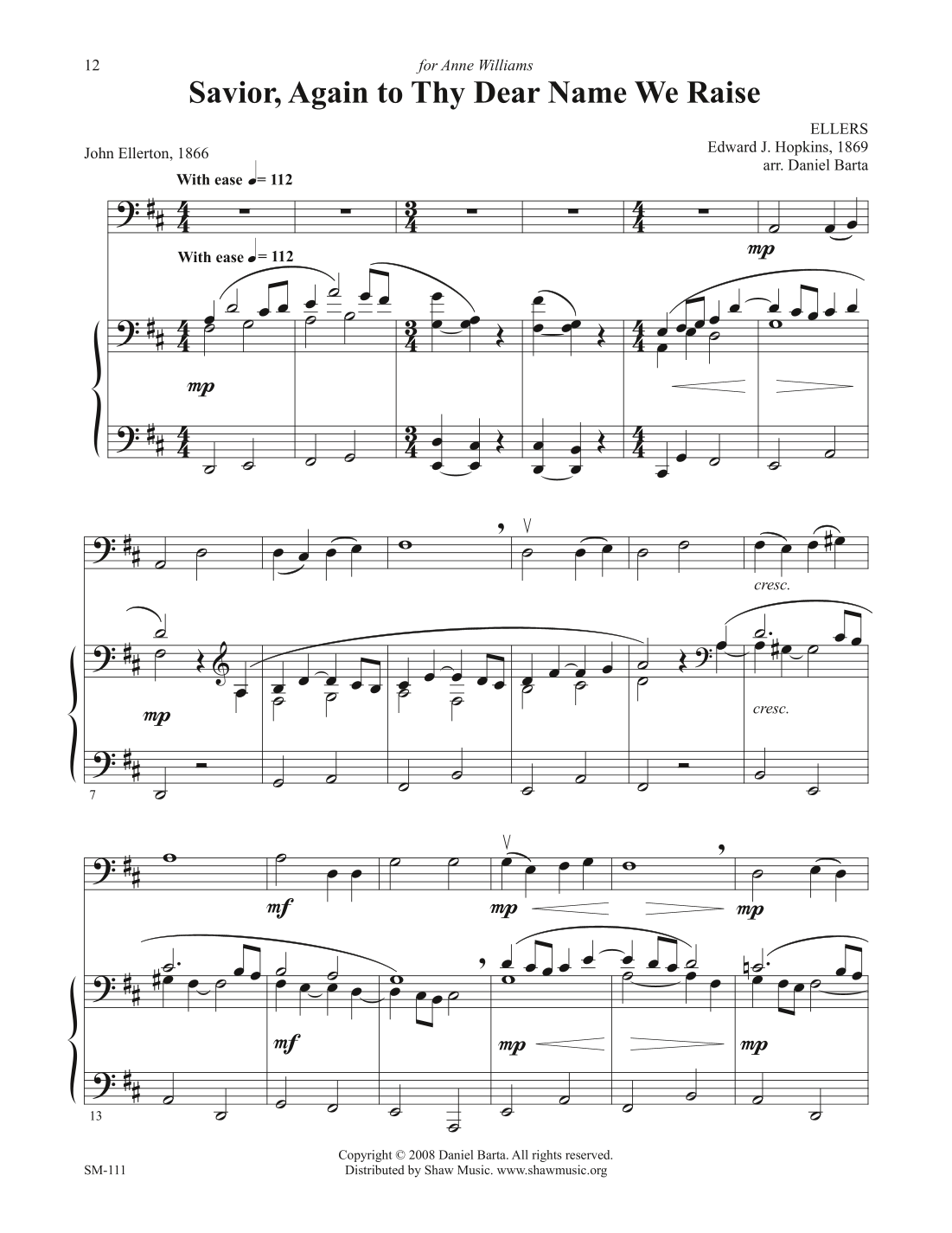 Savior, Again to Thy Dear Name We Raise (arr. Daniel Barta) Digital Sheet Music