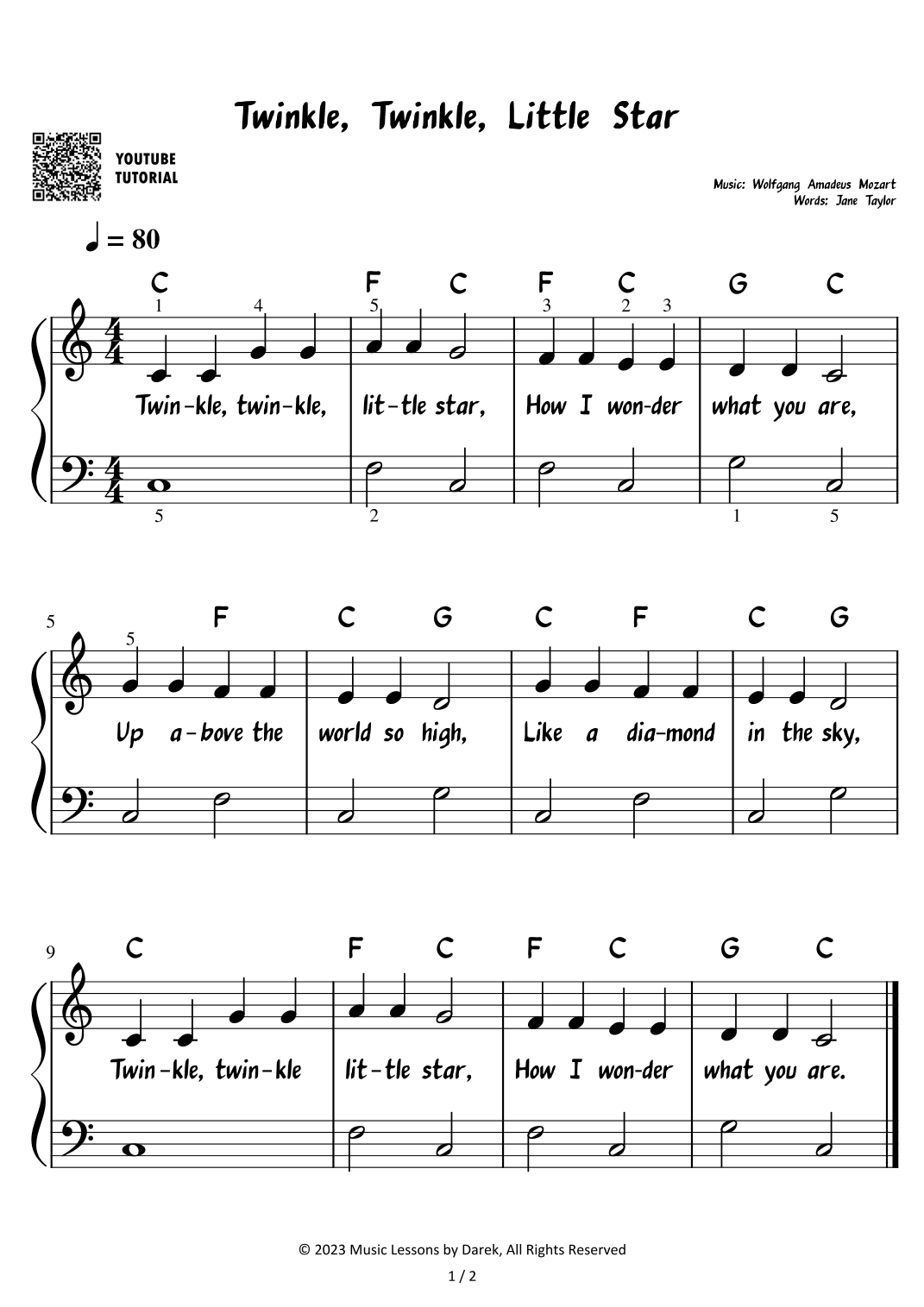 Twinkle Twinkle Little Star Children Song EASY arr Darek By Twinkle Twinkle Little Star Children Song EASY arr Darek By