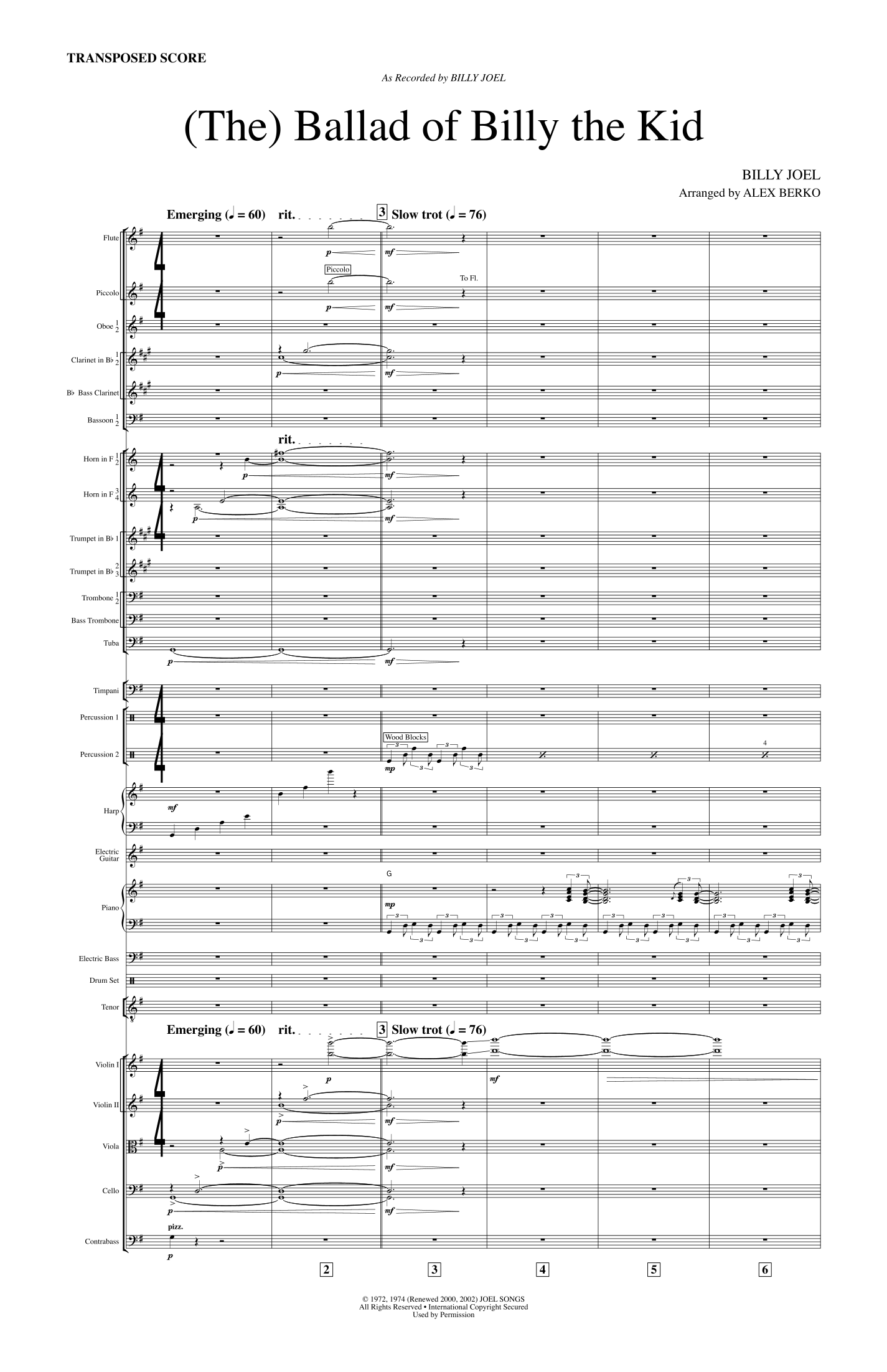(The) Ballad Of Billy The Kid (arr. Alex Berko) by Billy Joel 管弦乐团 - 预览