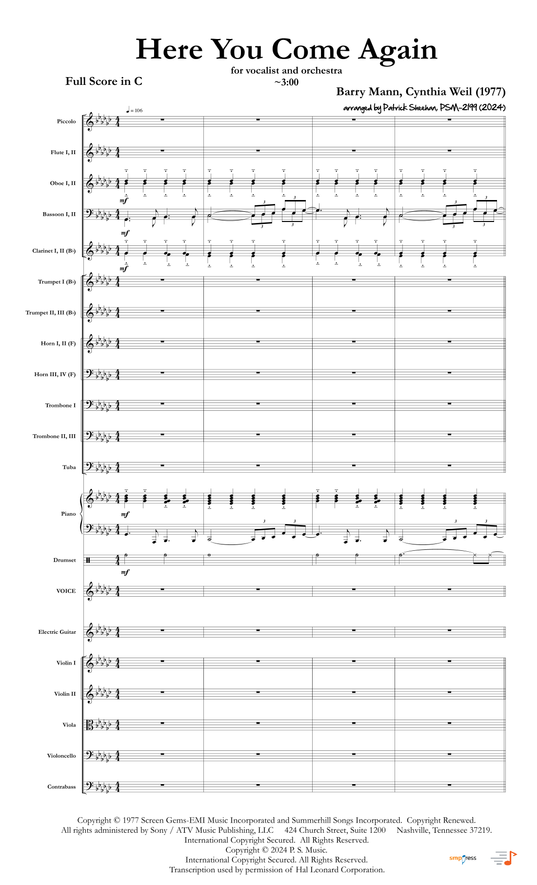 Here You Come Again (arr. Patrick Sheehan) by Dolly Parton 管弦乐团 - 预览