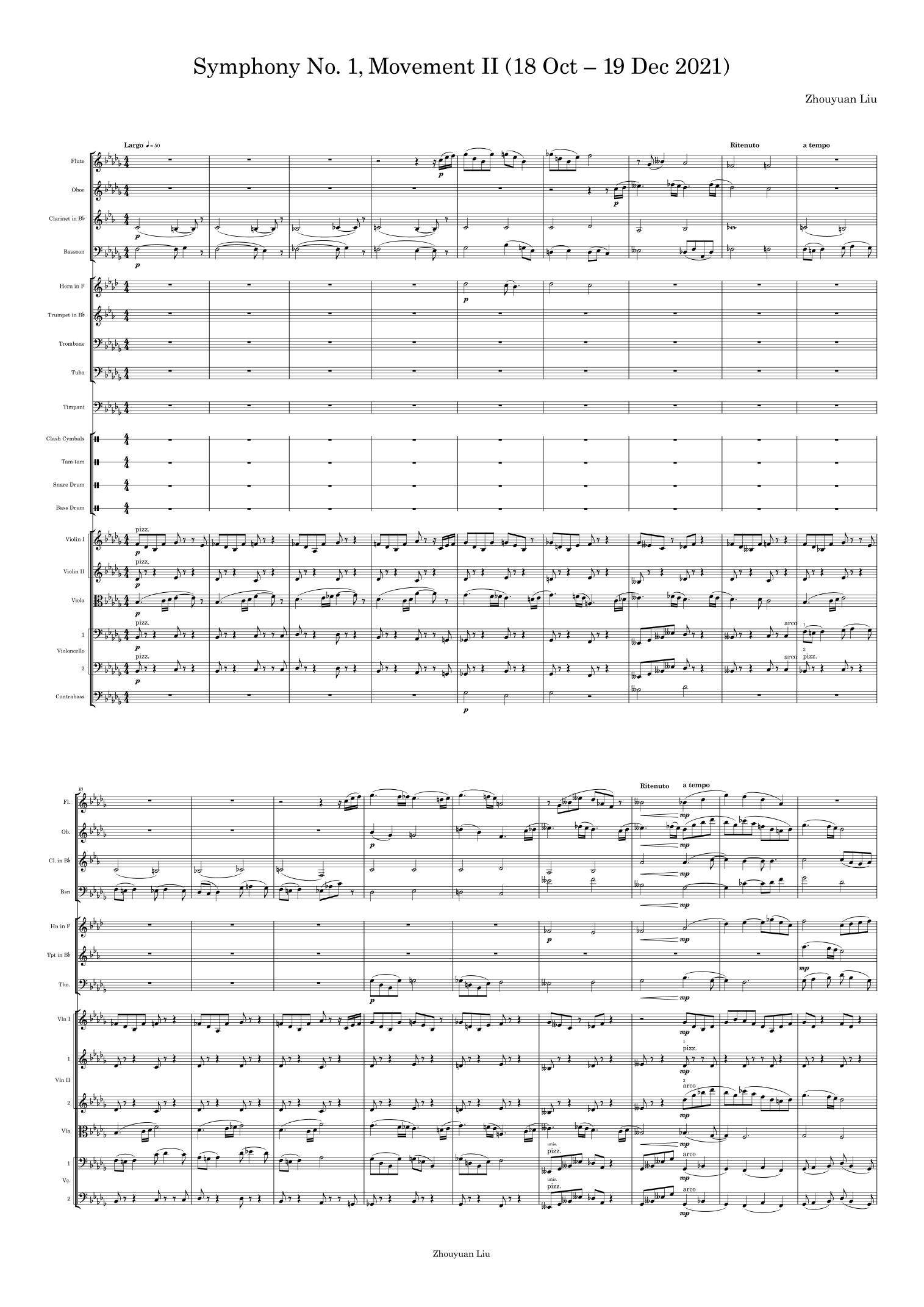 Symphony No. 1, Movement II (18 Oct – 19 Dec 2021) (Full Score & Parts) by Zhouyuan Liu Full Orchestra