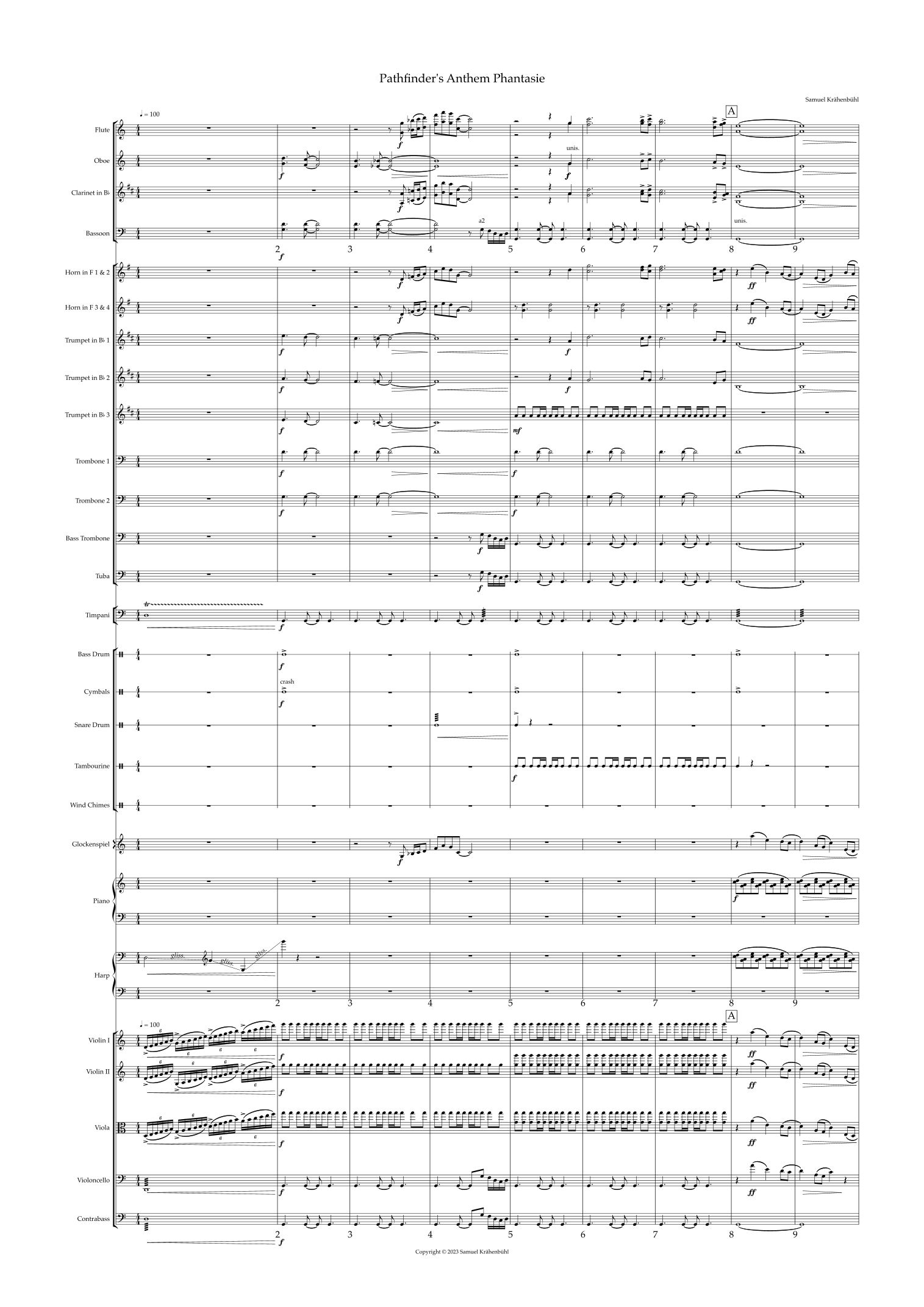 Pathfinder's Anthem Phantasie by Samuel Krähenbühl Full Orchestra