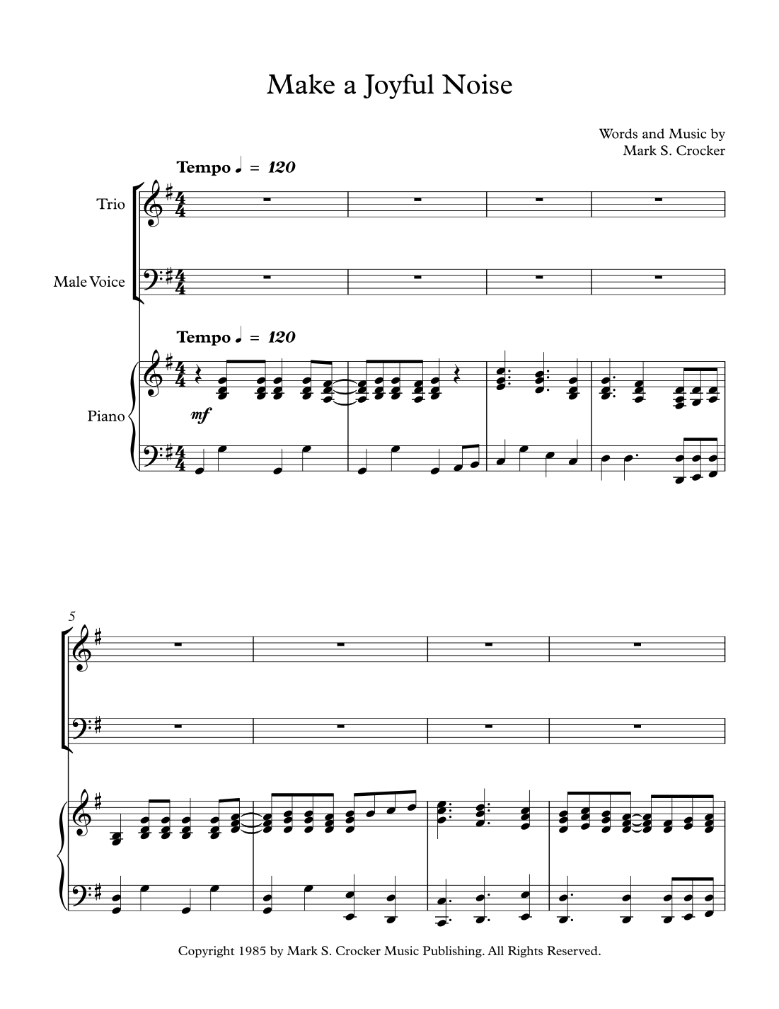 Make a Joyful Noise by Mark S. Crocker Sheet Music for SSA Choir at ...