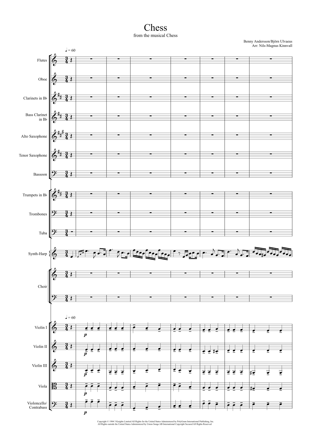 Chess (arr. Nils-Magnus Kinnvall) by Various Full Orchestra