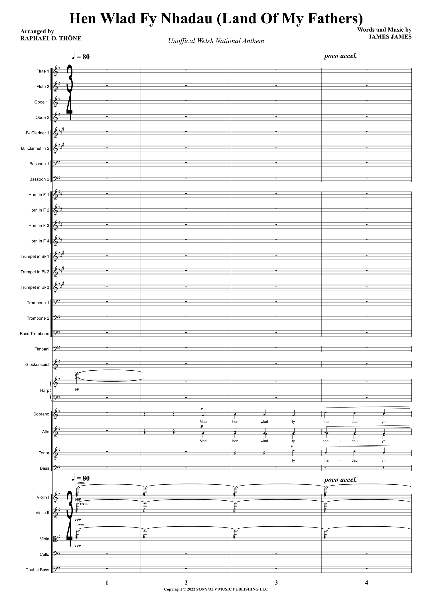 Hen Wlad Fy Nhadau (arr. Raphael D. Thöne) by Evan James Full Orchestra