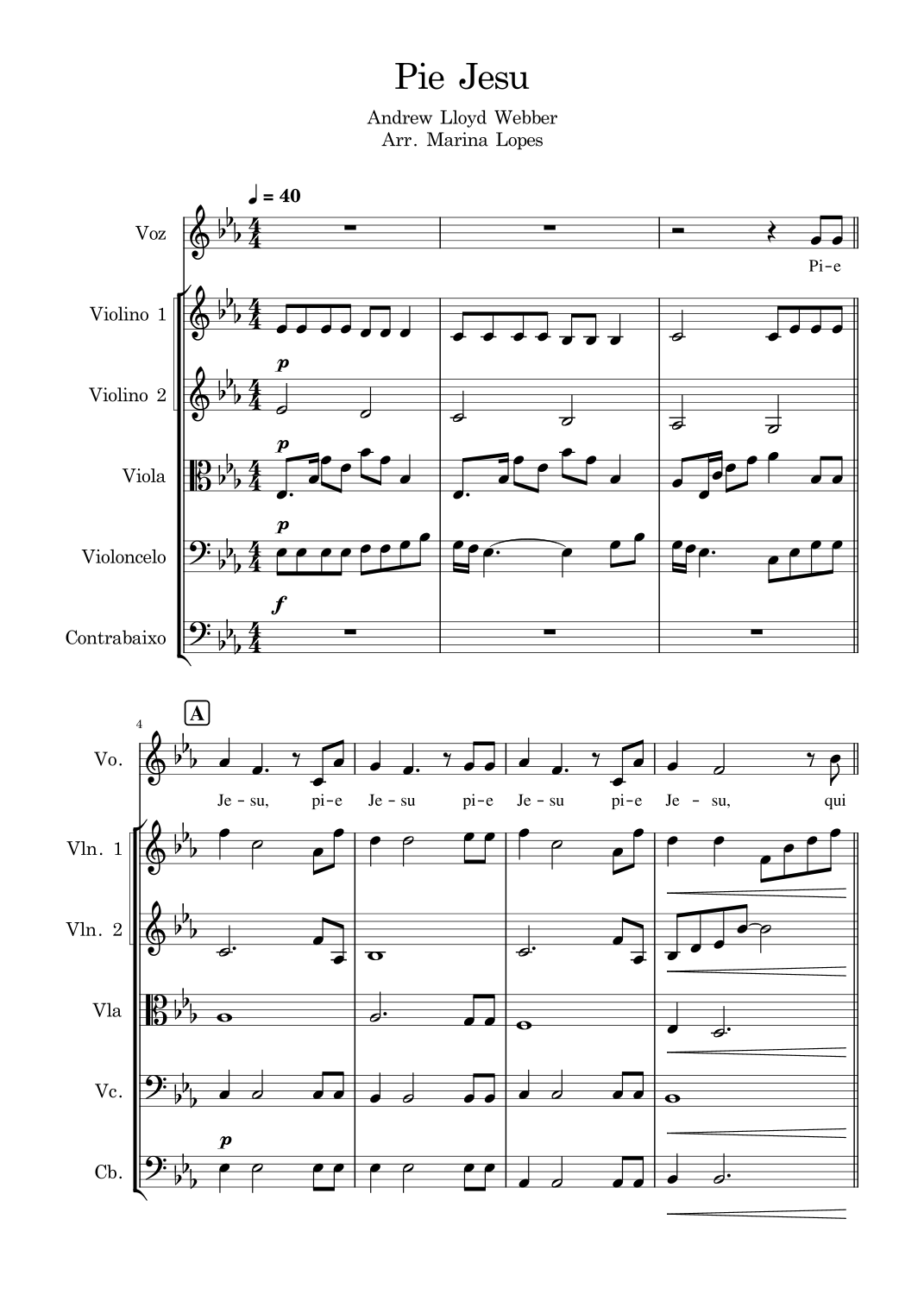 Pie Jesu A. L. ber (arr. Marina Lopes) Sheet Music Andrew Lloyd