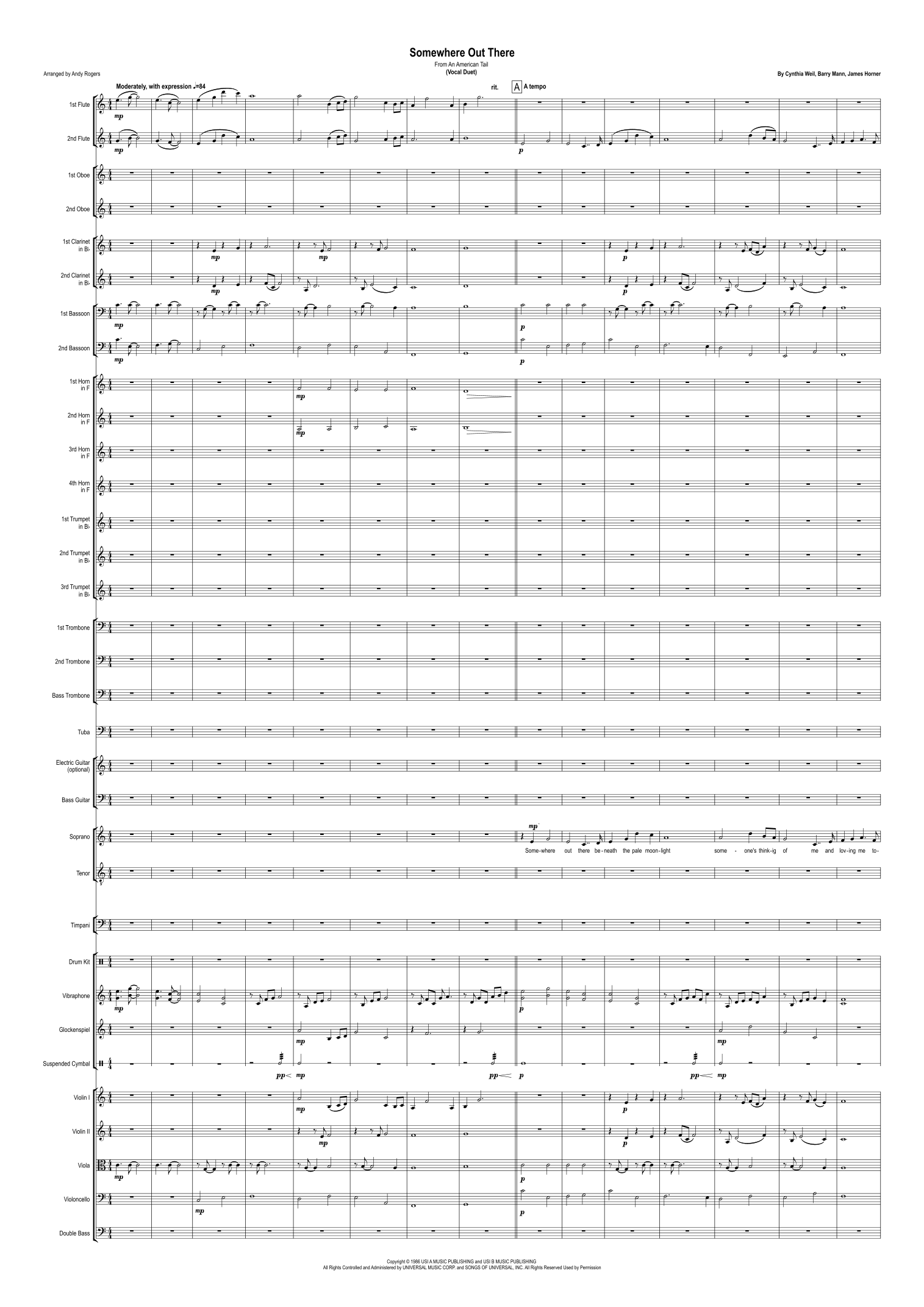 Somewhere Out There - 仅总谱 (arr. Andy Rogers) by Linda Ronstadt & James Ingram 管弦乐团 - 预览