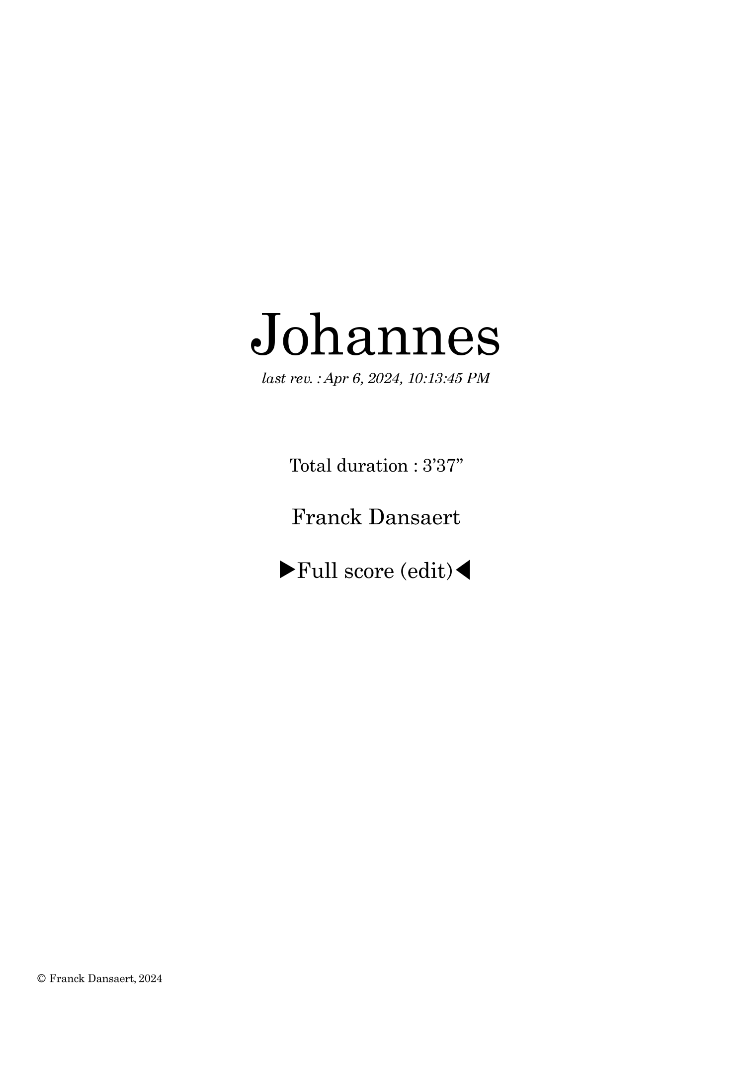 Johannes - Score Only by Franck Dansaert 管弦乐团 - 预览