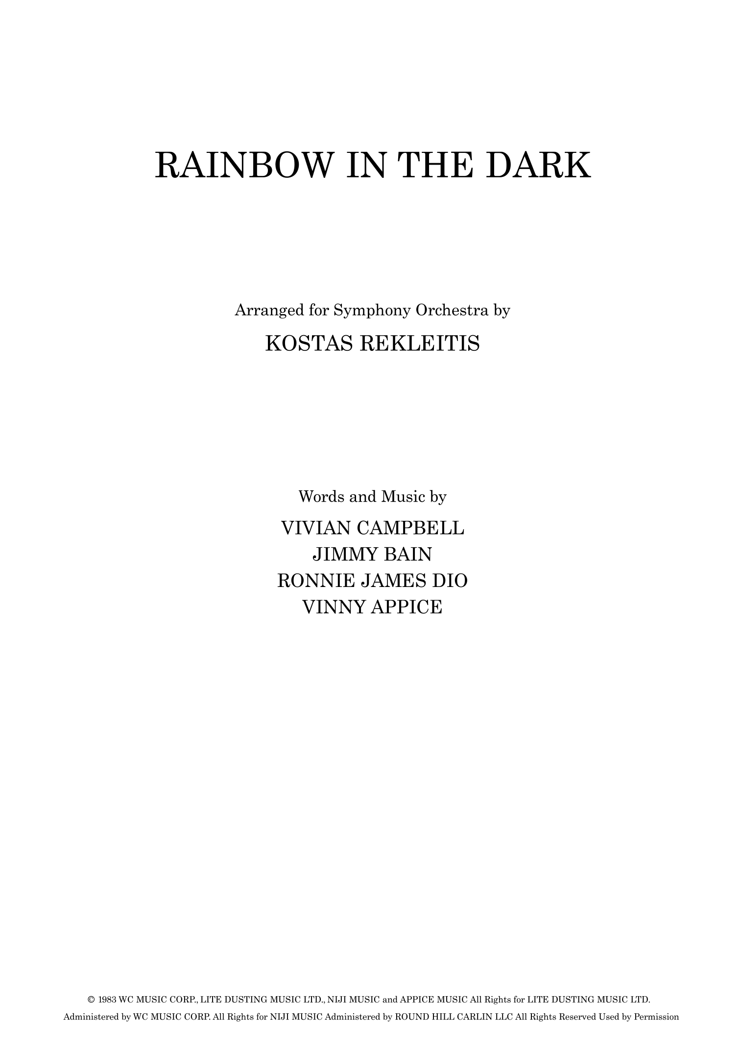 Rainbow In The Dark - 仅总谱 (Kostas Rekleitis 编曲) - Dio 管弦乐团 - 预览