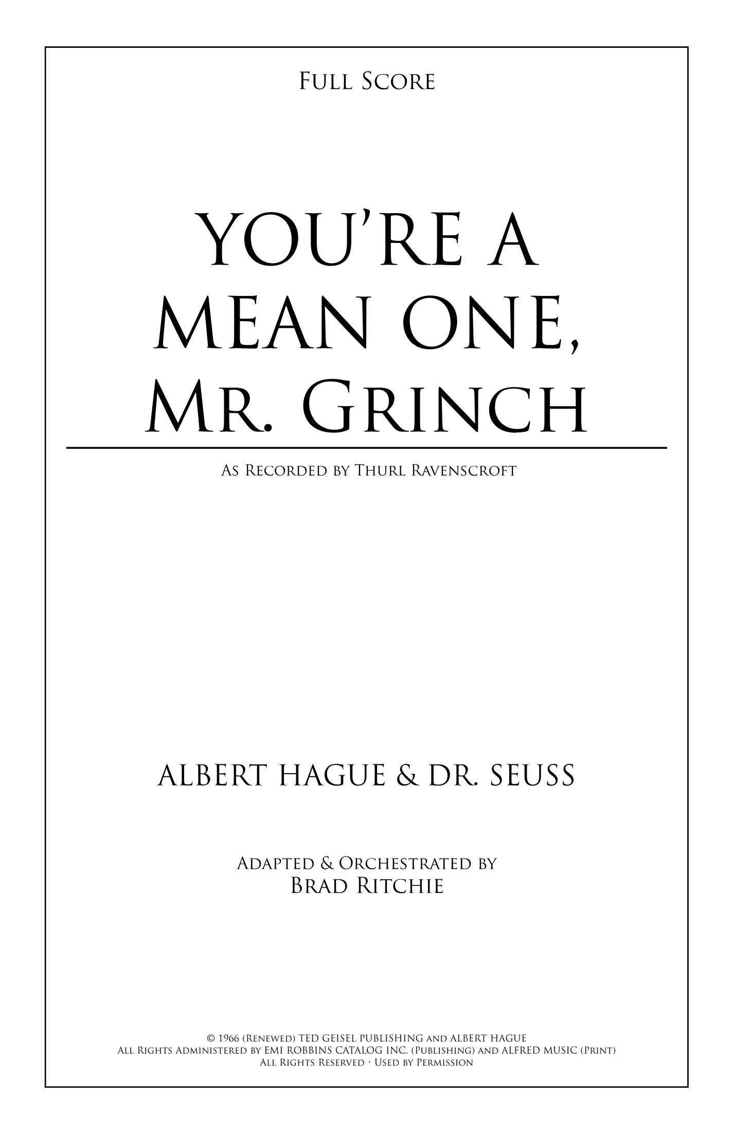 You're A Mean One, Mr. Grinch (arr. Brad Ritchie) by Albert Hague Full Orchestra (管弦乐团) - 预览