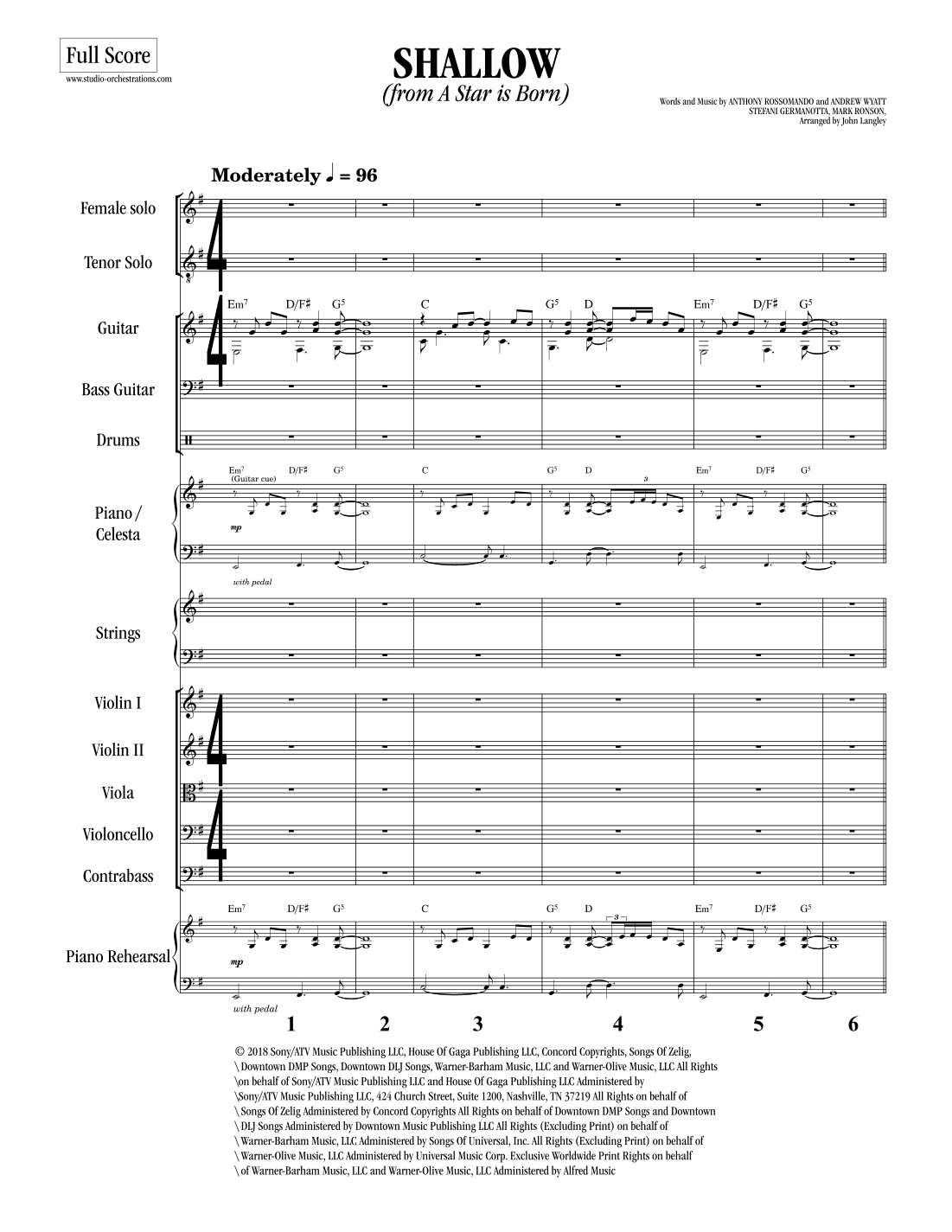 Shallow (arr. John Langley / Studio Orchestrations) by Lady Gaga Full Orchestra