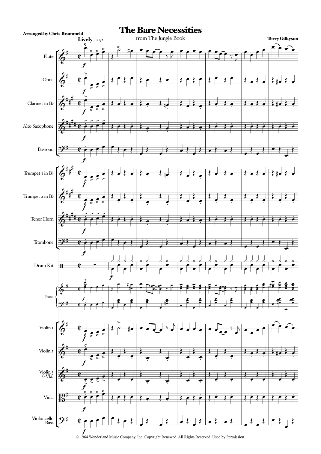The Bare Necessities (arr. Chris Brammeld) by Terry Gilkyson 管弦乐团 - 预览
