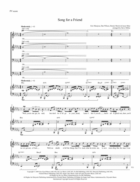 Song For A Friend (arr. Steve Milloy) Partition Digitale