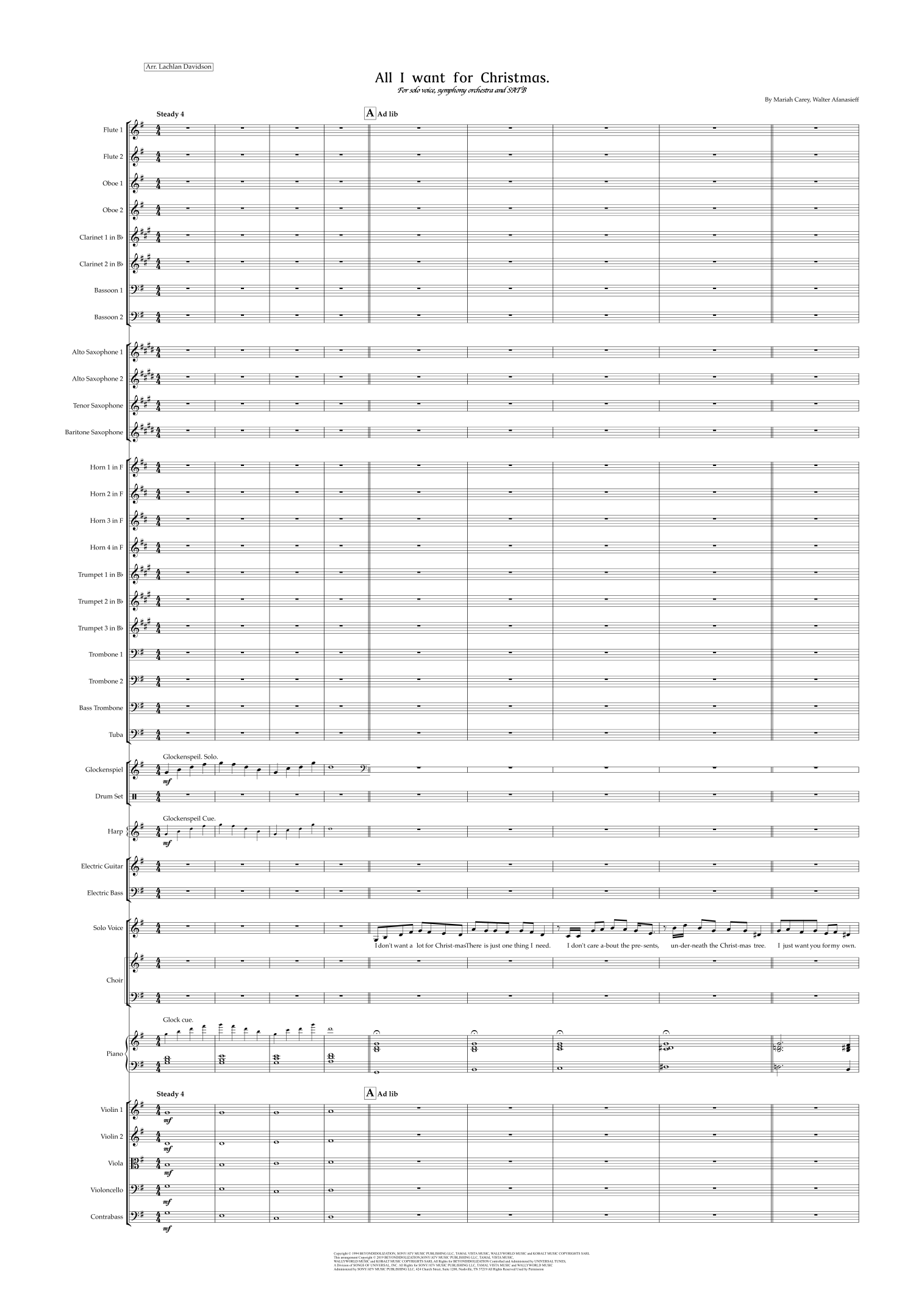 All I Want For Christmas Is You (arr. Lachlan Davidson) by Mariah Carey Full Orchestra