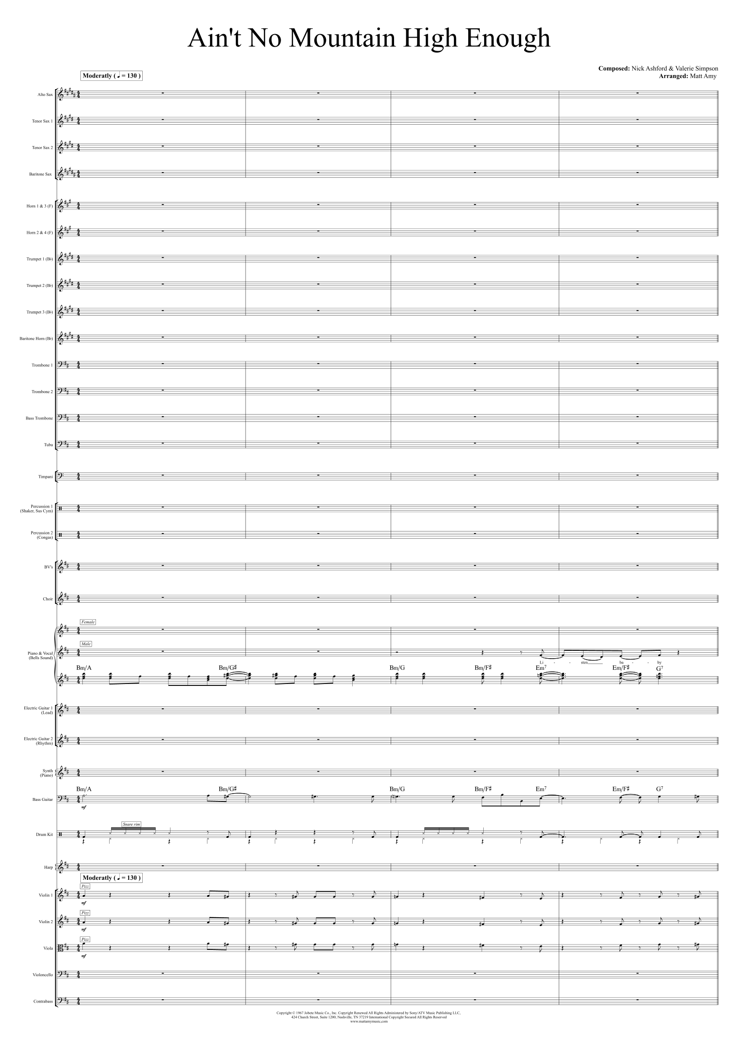 Ain't No Mountain High Enough (arr. Matt Amy) by Diana Ross Full Orchestra