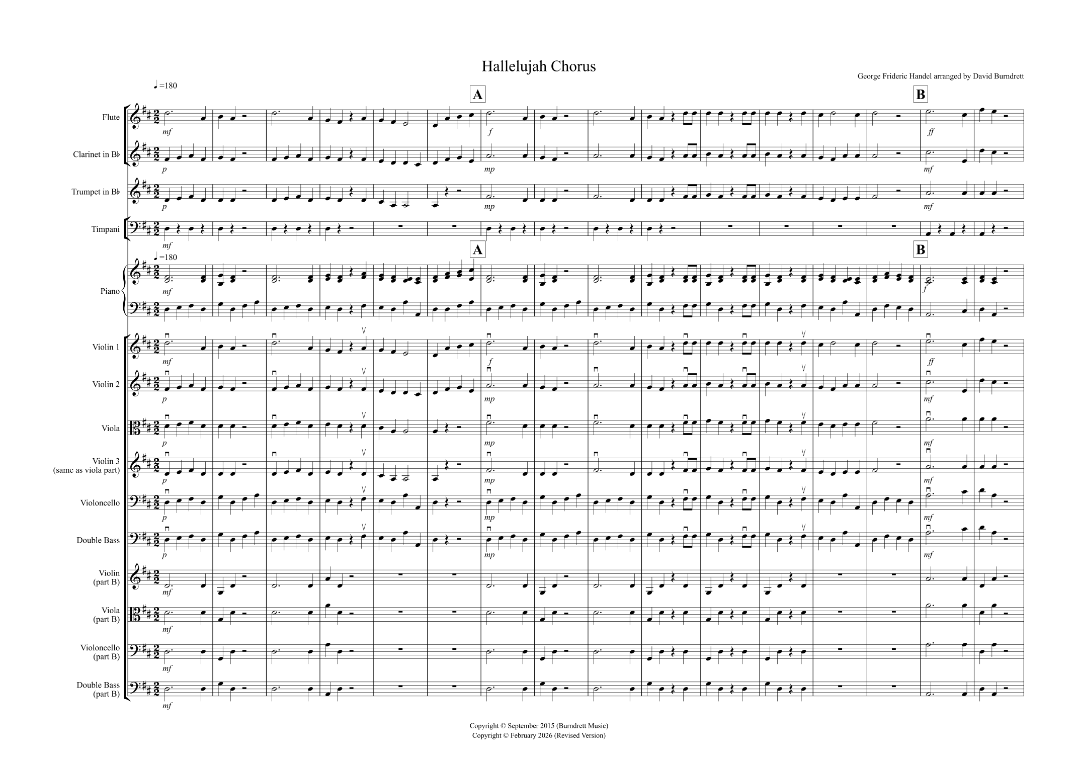 Hallelujah Chorus – Easy & Flexible for School Orchestra – Handel (arr. David Burndrett) by George Frideric Handel Full Orchestra