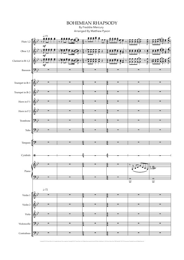 Bohemian Rhapsody (arr. Matthew pyeon) by Queen Full Orchestra (波西米亚狂想曲 - 管弦乐团版) - 预览