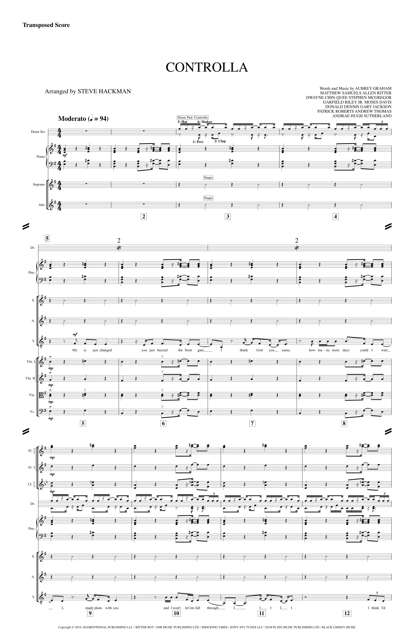 Controlla - Score Only (arr. Steve Hackman) by Gary Jackson Sheet Music ...