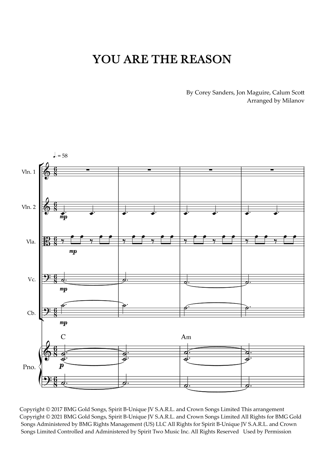 You Are The Reason (arr. Milanov) Digitale Noten