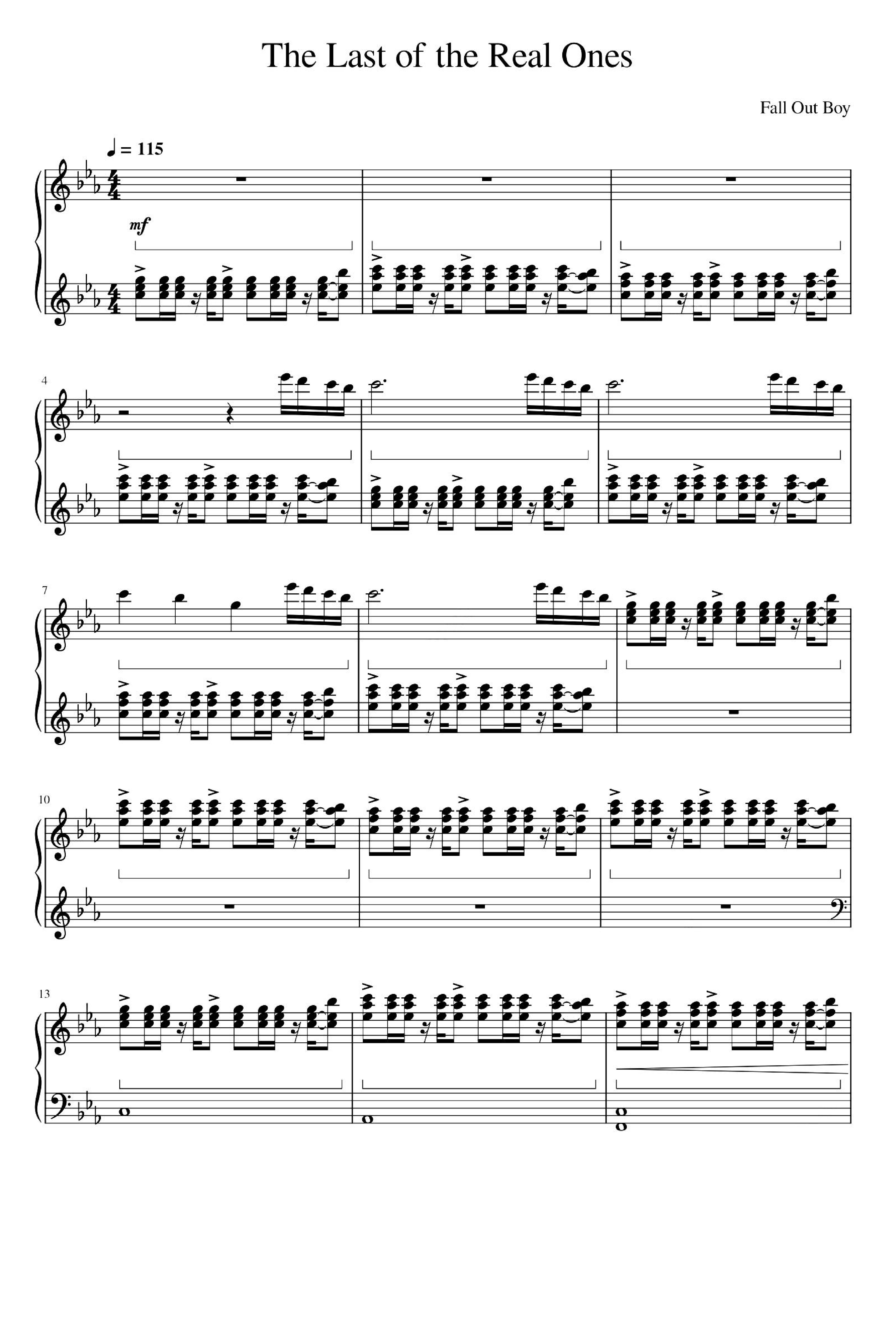 The Last Of The Real Ones by Fall Out Boy Sheet Music for Piano Solo ...
