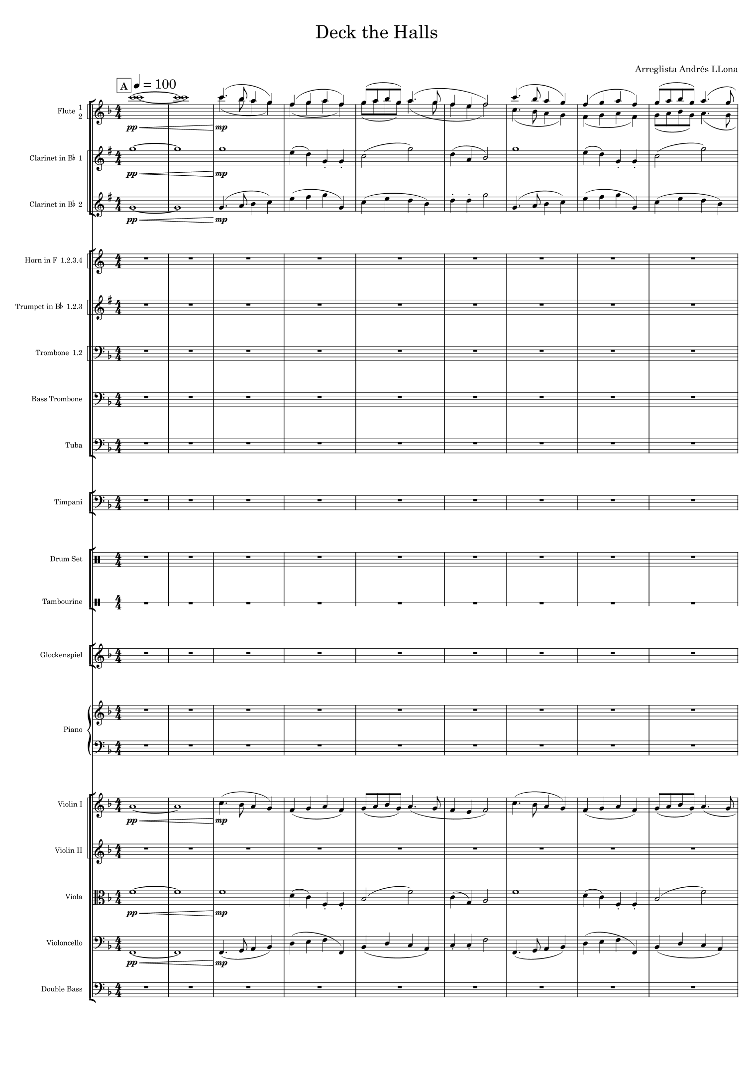 Deck the Halls (arr. Andrés LLona) by Thomas Oliphant Full Orchestra