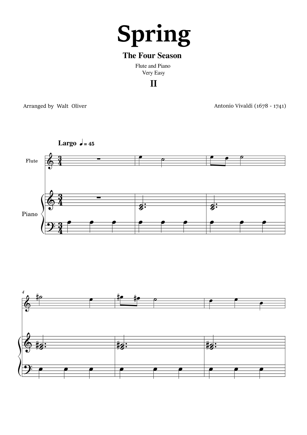 Vivaldi - The Four Seasons - Spring - 2st mov. Flute and Piano - Very ...