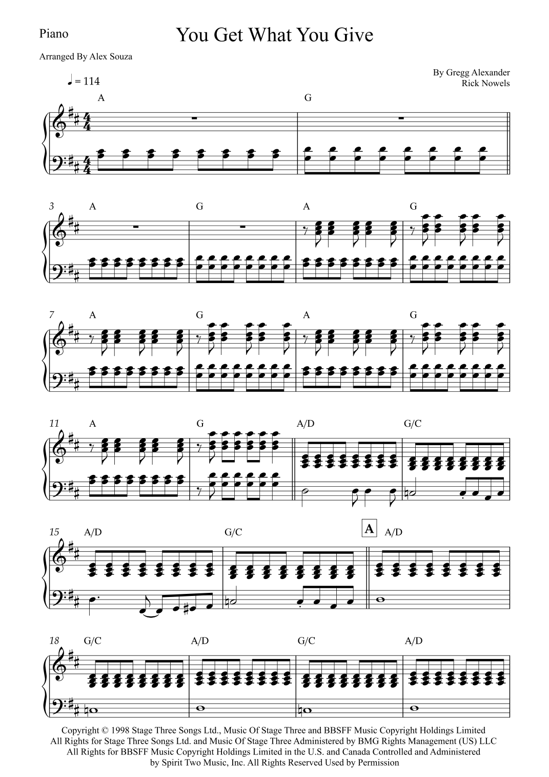 You Get What You Give (arr. Alex Souza) by New Radicals Sheet Music for ...