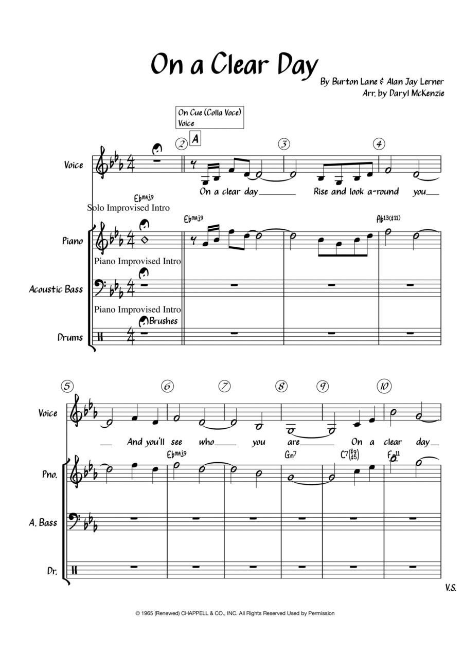 On A Clear Day (you Can See Forever) Sheet Music Burton Lane Jazz