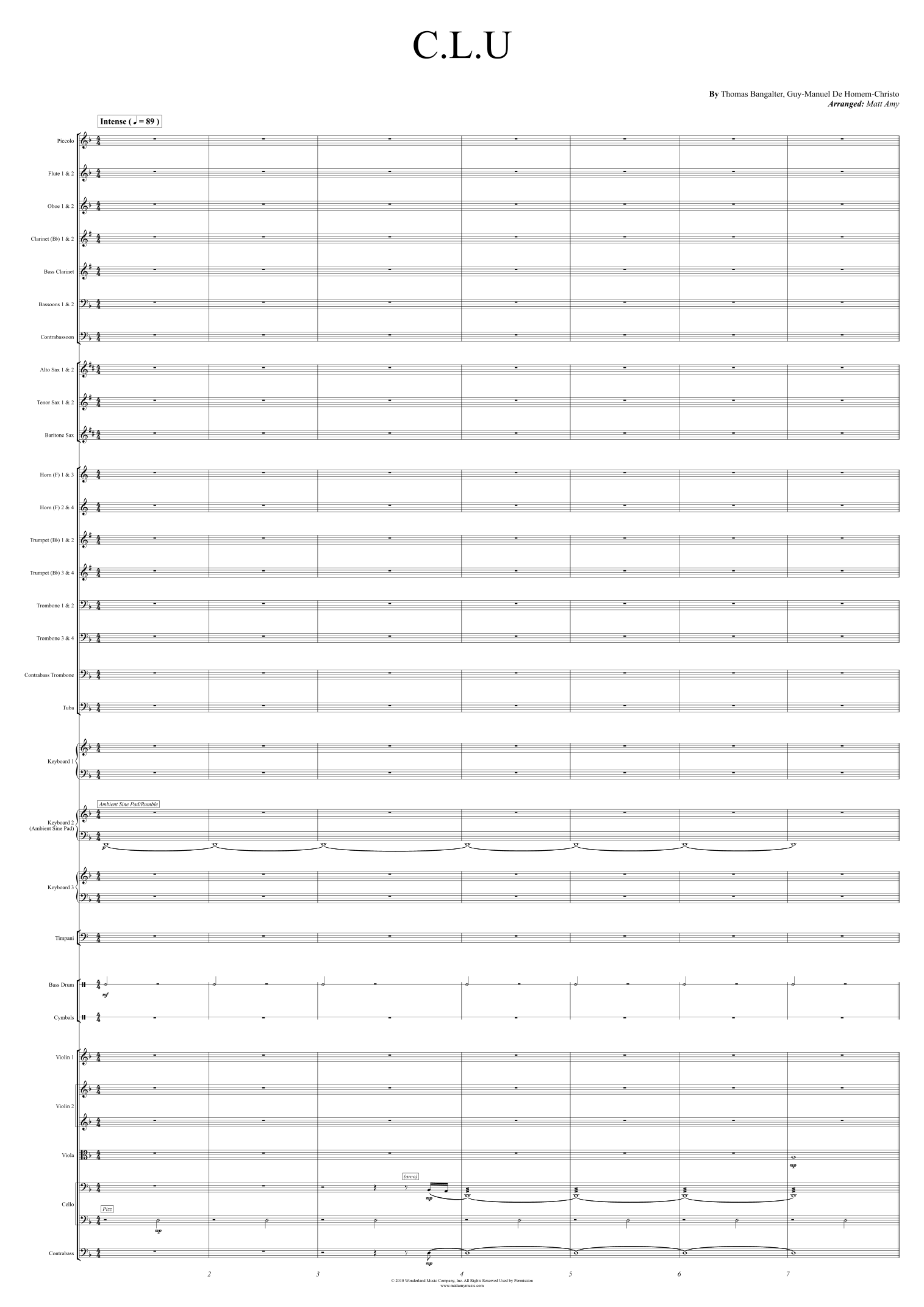 C.l.u. (arr. Matt Amy) by Thomas Bangalter Full Orchestra