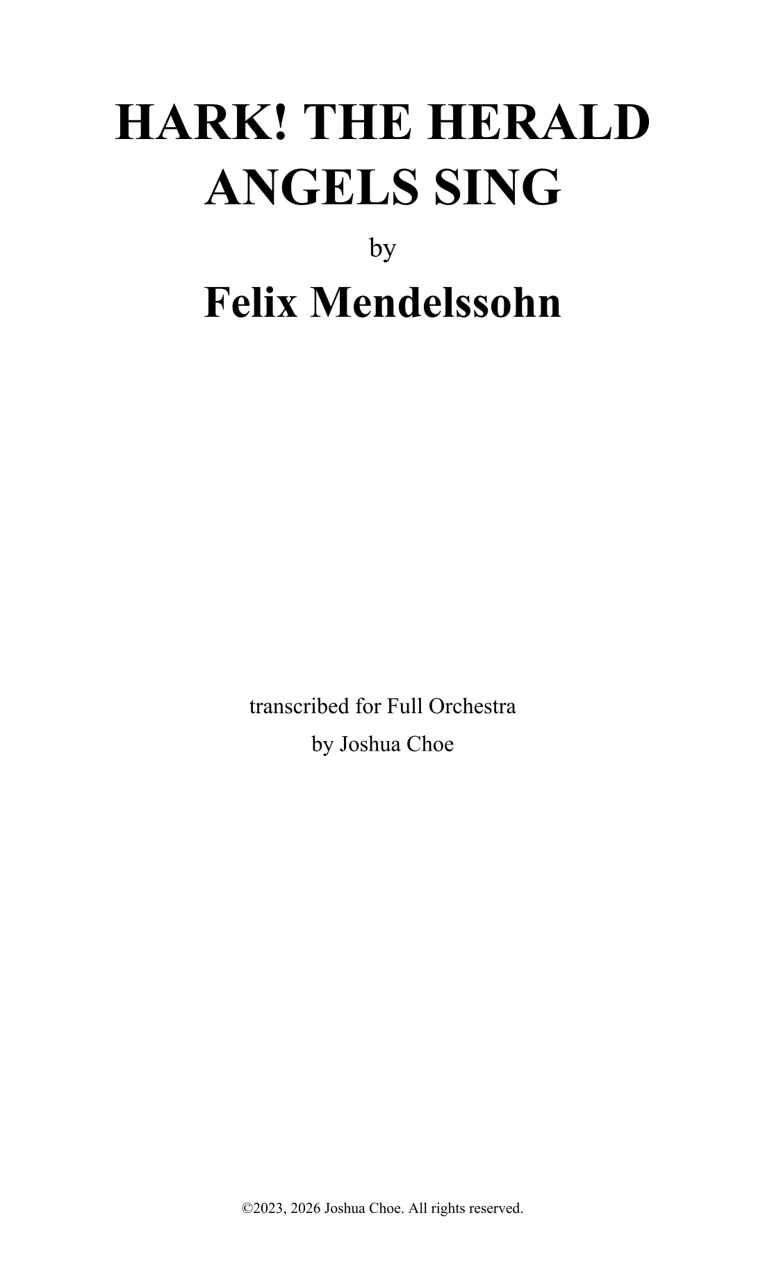 Hark! The Herald Angels Sing (arr. JMJ Arrangements) by Felix Mendelssohn Full Orchestra