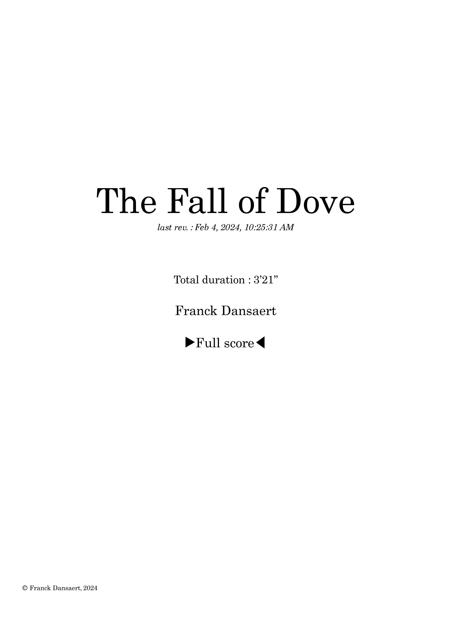 The Fall of Dove - Score Only by Franck Dansaert Full Orchestra