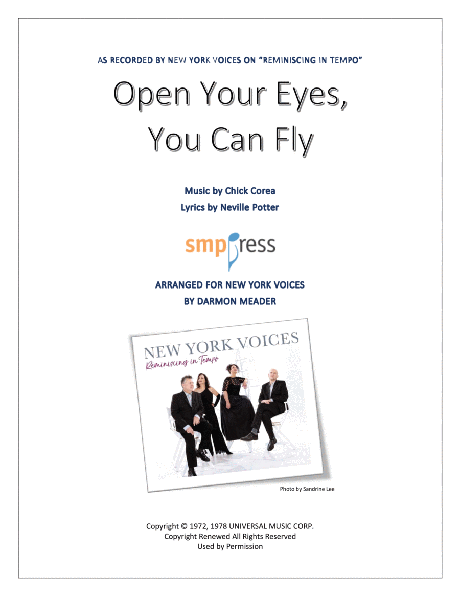 Interactive Digital Sheet Music preview of 'Open Your Eyes, You Can Fly (arr. Darmon Meader)' by Vanessa Williams, Vocal Jazz Ensemble page 1