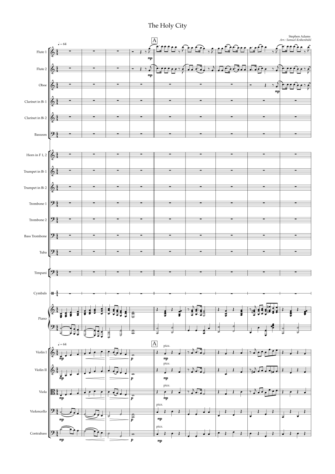 The Holy City (arr. Samuel Krähenbühl) by Stephen Adams Full Orchestra - 预览