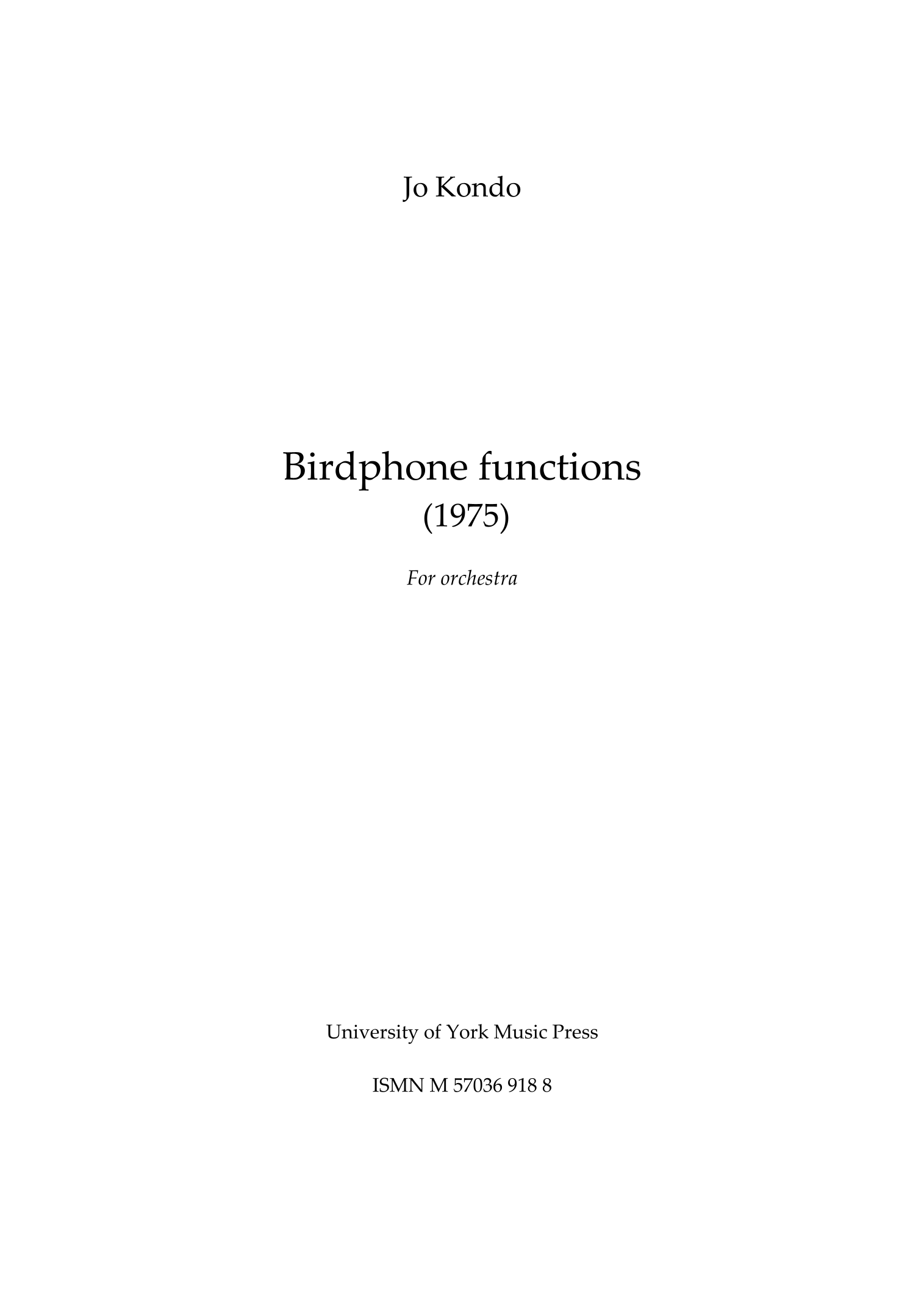 Function Sheet Opera Birdphone functions - Score Only by Jo Kondo Sheet Music for Full ...