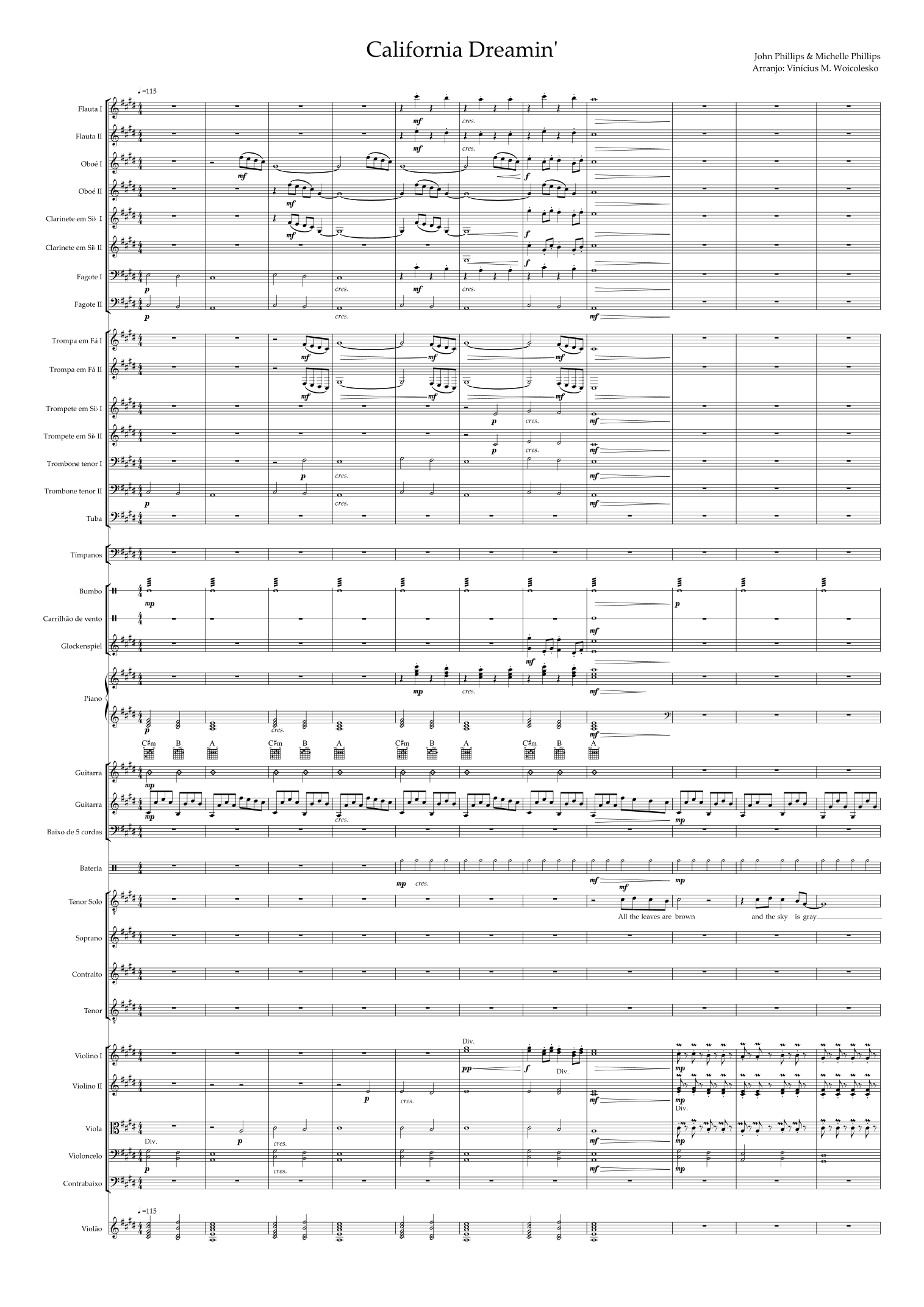 California Dreamin' (arr. Vinícius M. Woicolesko) by The Mamas & The Papas Full Orchestra