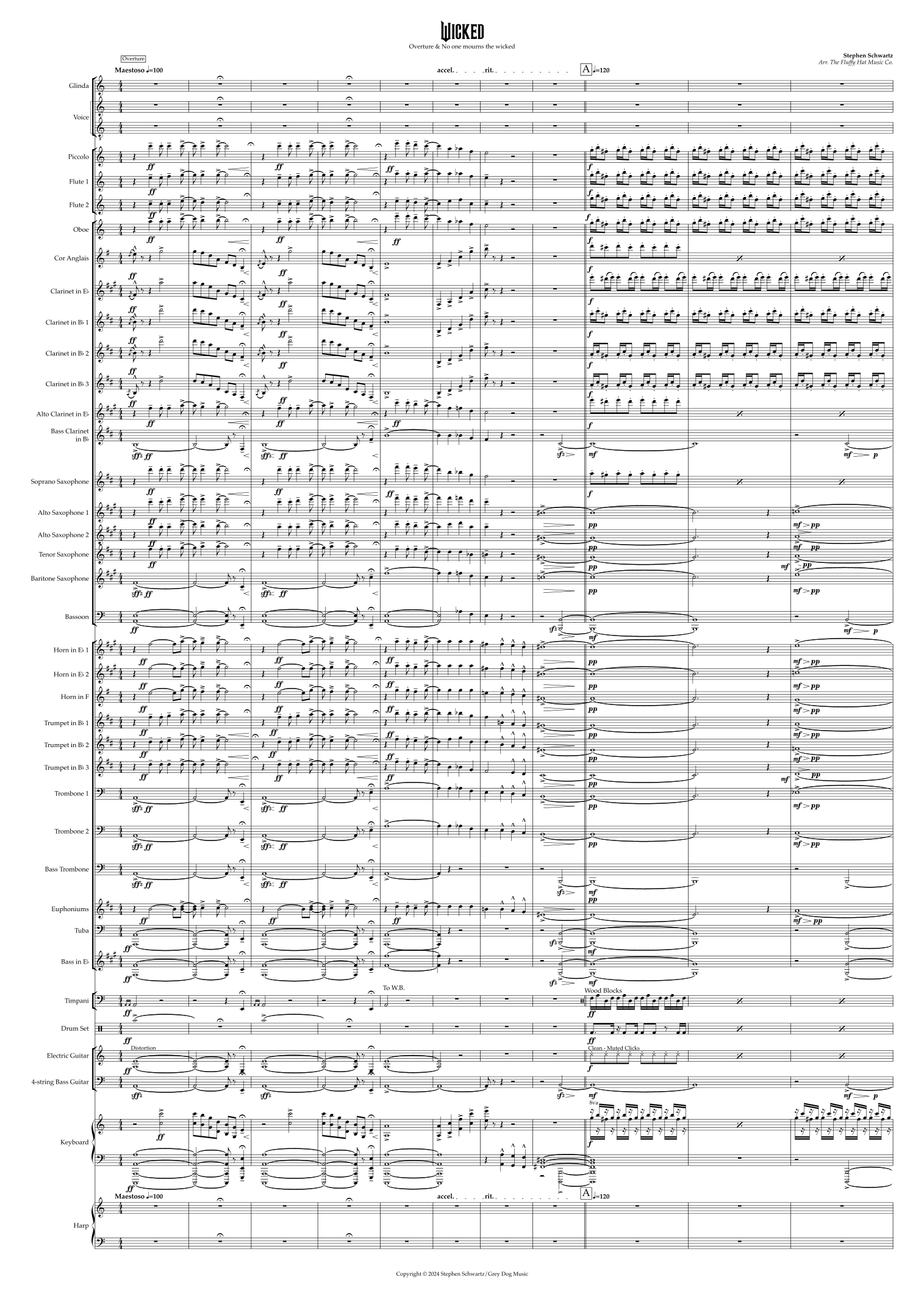 Overture/no One Mourns The Wicked by Stephen Schwartz Sheet Music for ...