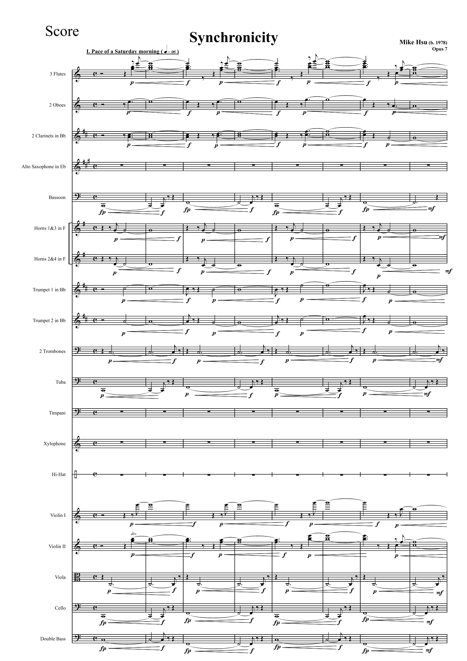 Synchronicity - 仅总谱 - Score Only by Mike Hsu 管弦乐团 - 预览